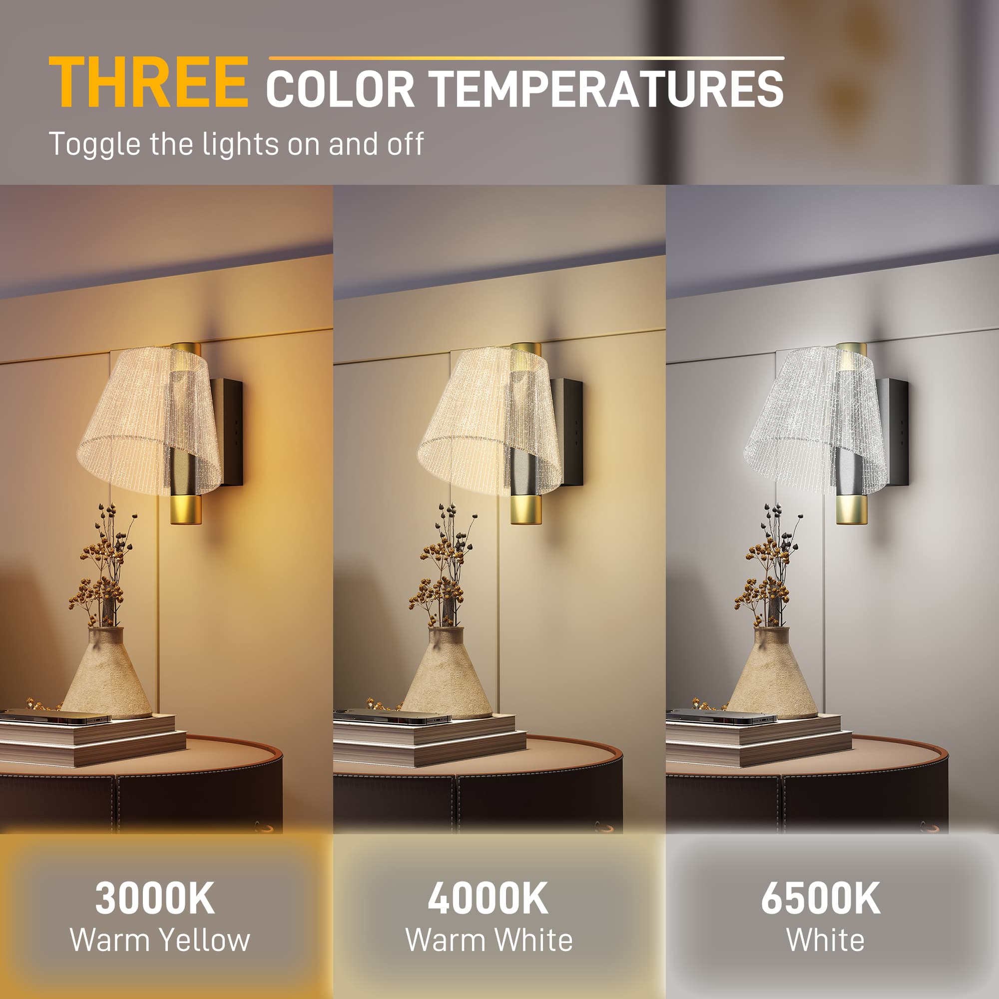 Black LED Wall Lamps with Sparkled Acrylic Shades - image 1