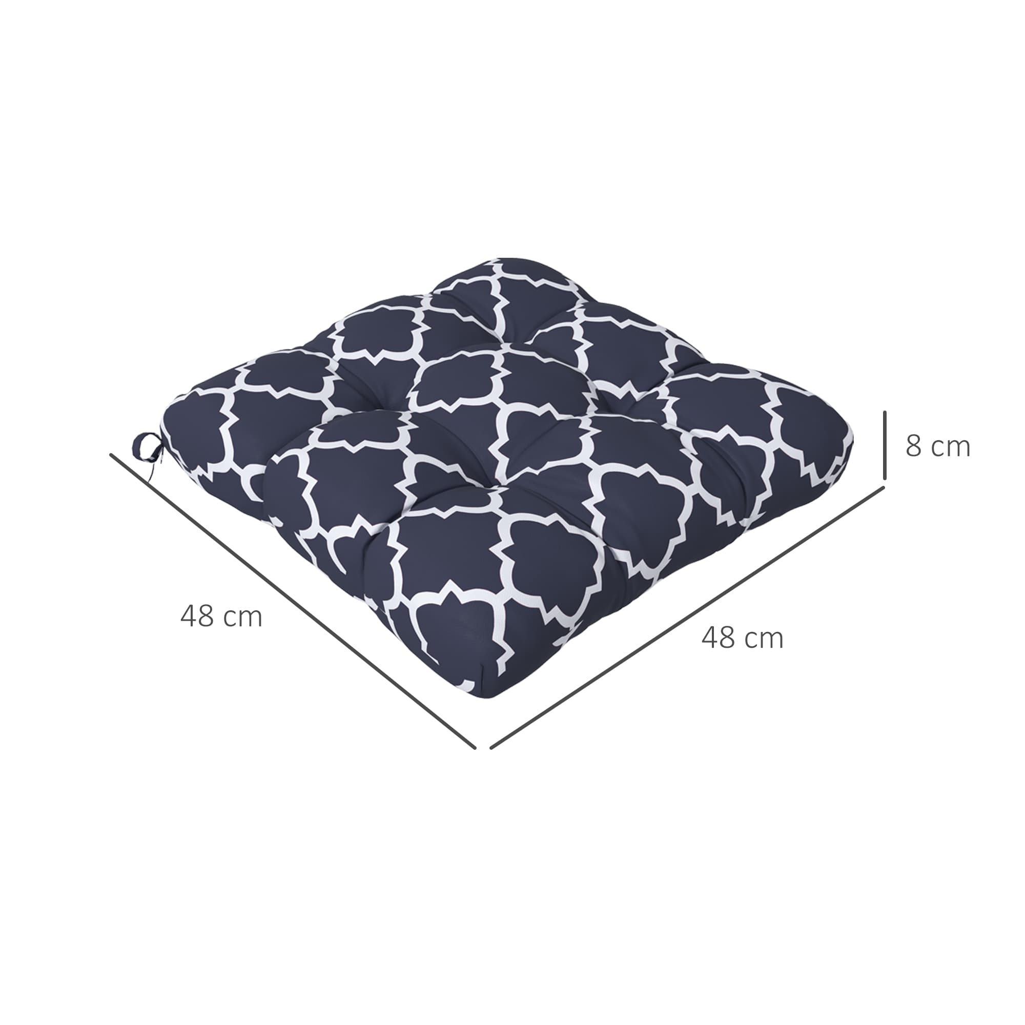 Set of 4 Tufted Navy Seat Cushions with Moroccan Pattern - image 8
