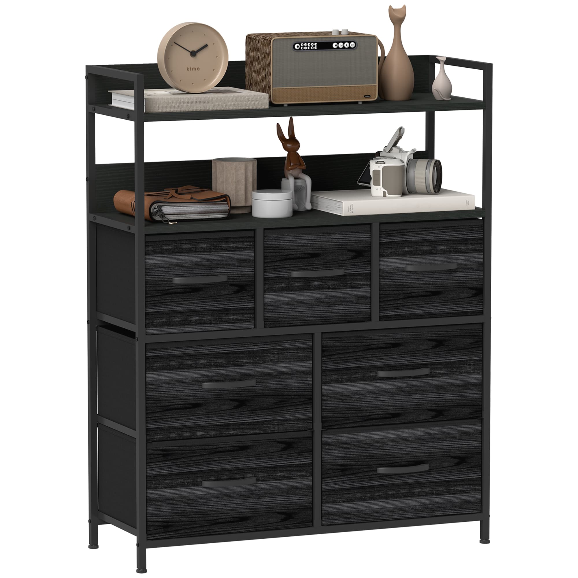 Transform Your Space with this Rustic 7-Drawer Fabric Chest - Black