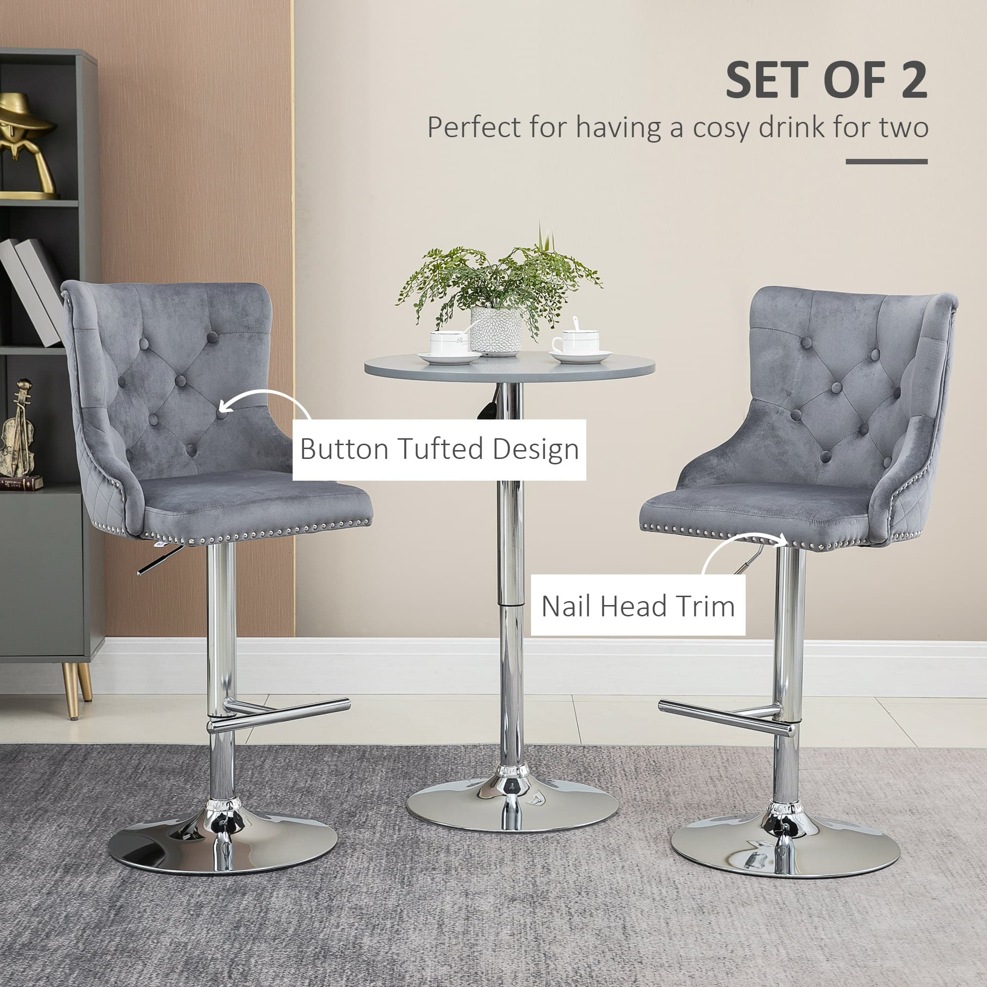 Transform Your Kitchen with Grey Velvet Swivel Bar Stools - image 2