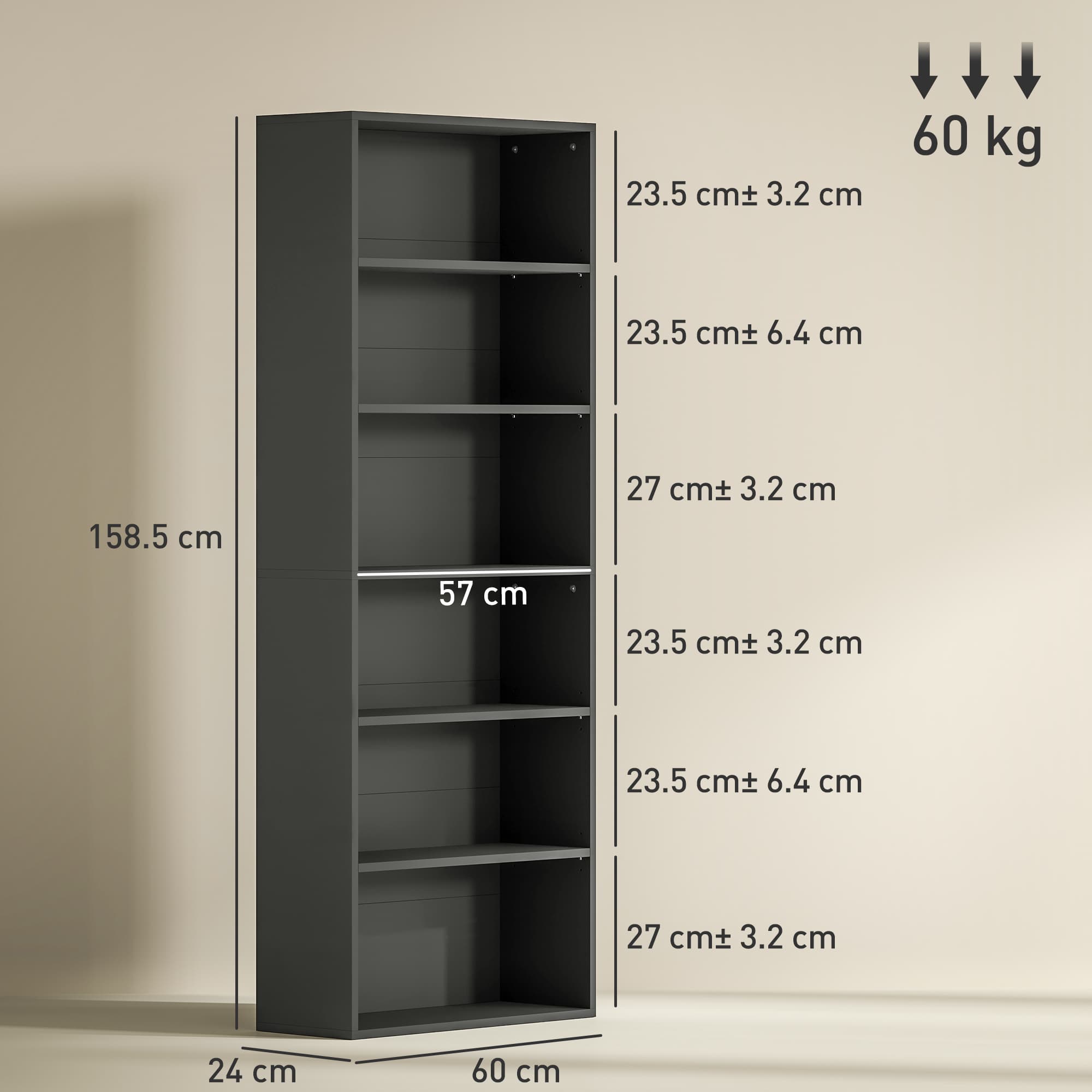 Effortless Storage: Premium Black Six-Shelf Bookcase - image 4