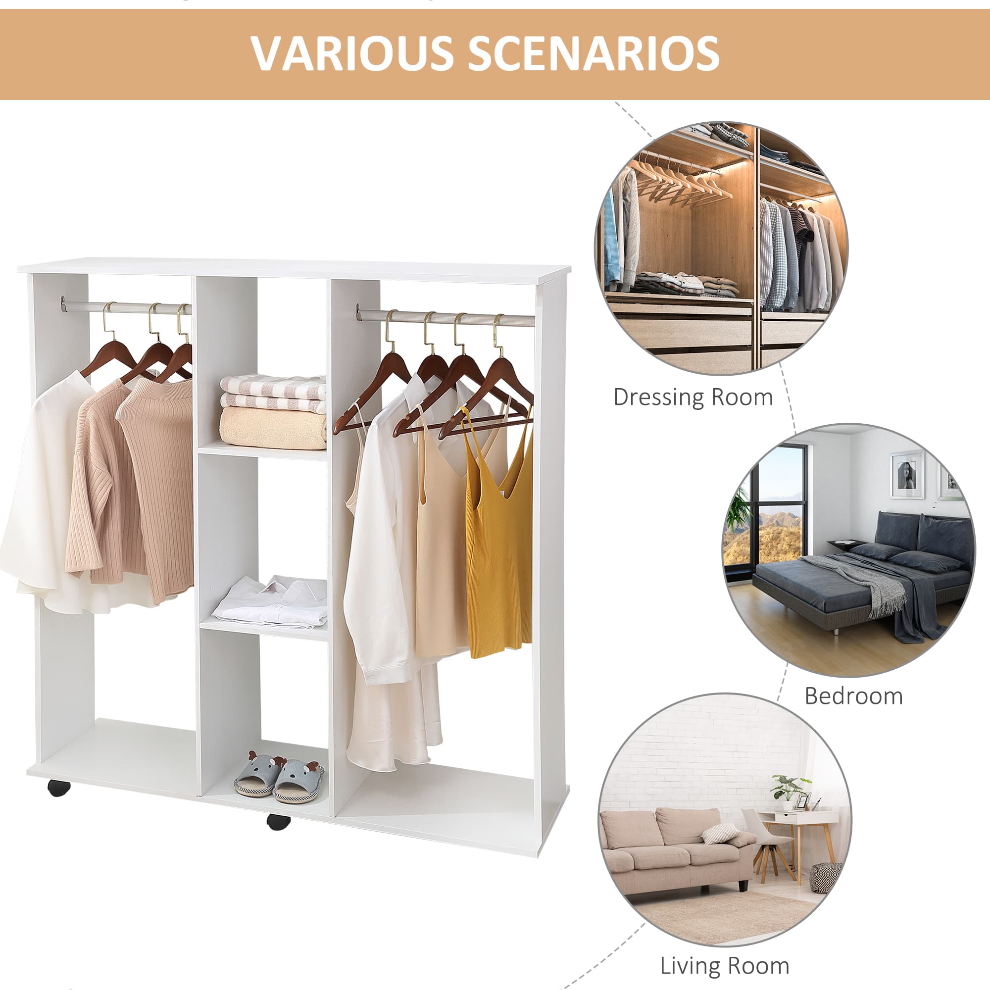 Transform Your Space with this White Mobile Open Wardrobe - image 3