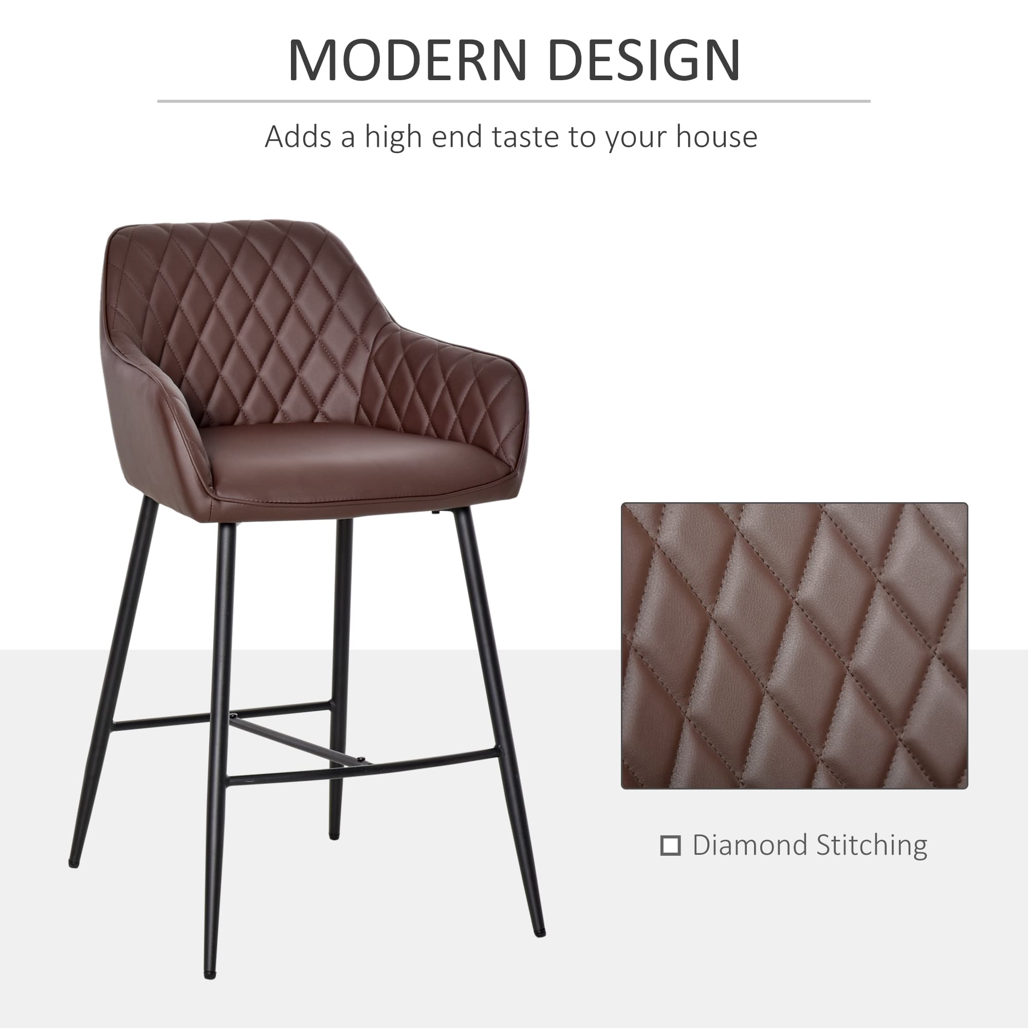 Transform Your Kitchen with Retro Brown Faux Leather Bar Stools - image 4
