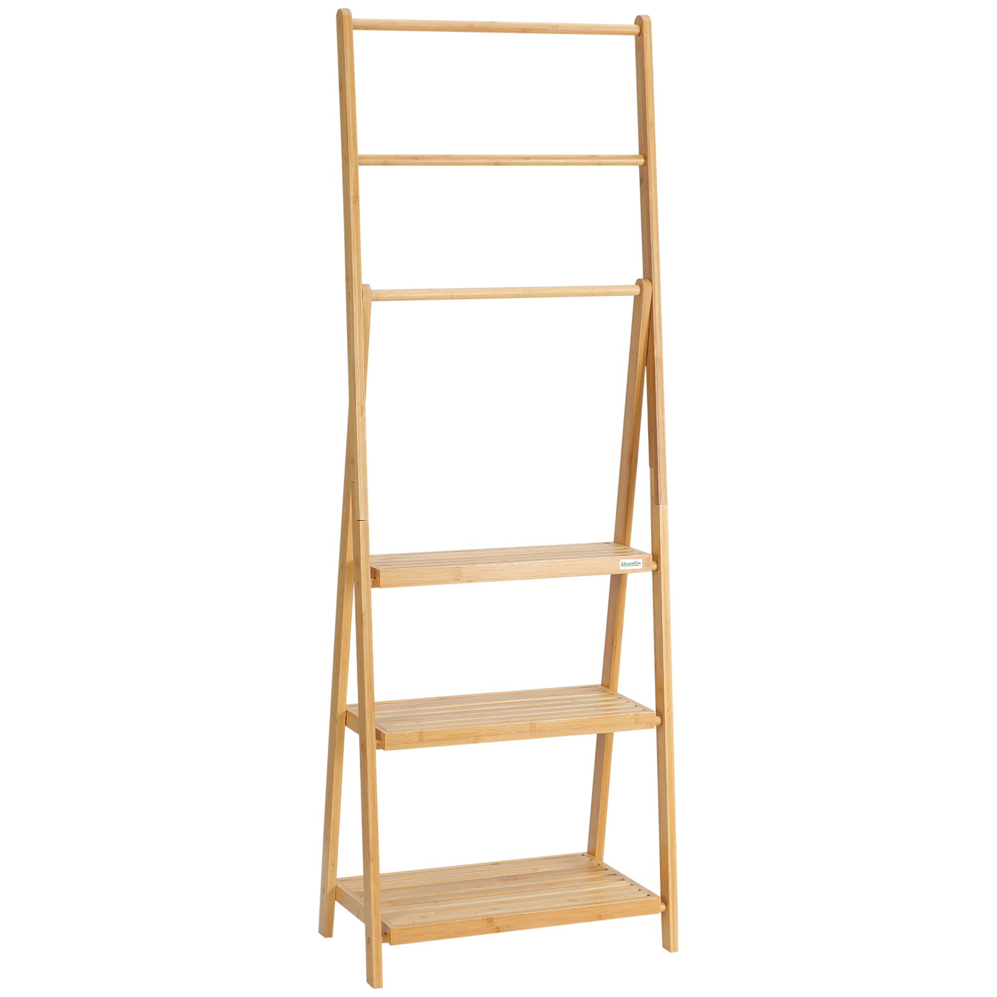 Bamboo Freestanding Towel Rack With 3 Hanging Rails and 3 Shelves - image 7