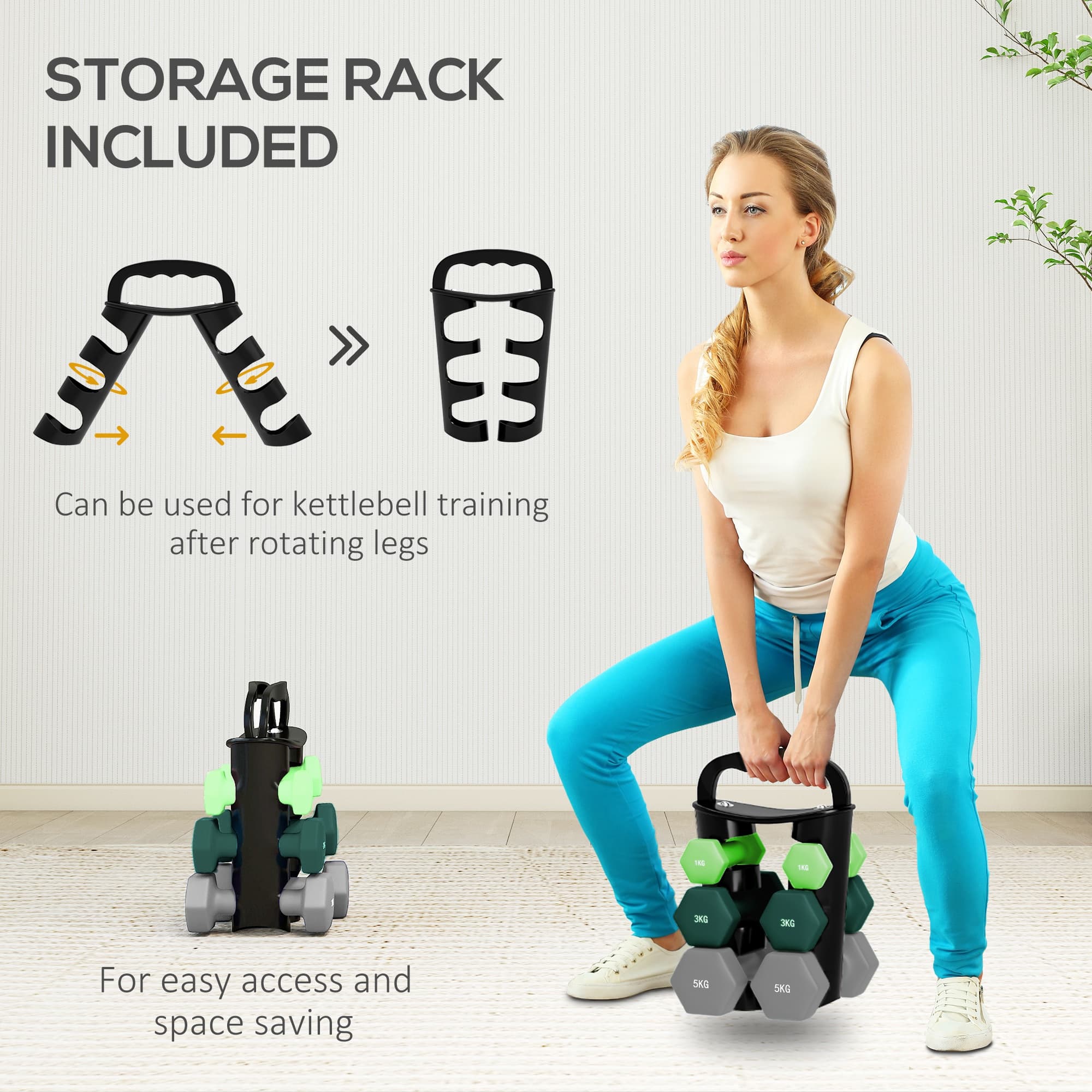 Six-Piece Hex Dumbbell Set with Multi-Function Carrier - image 9