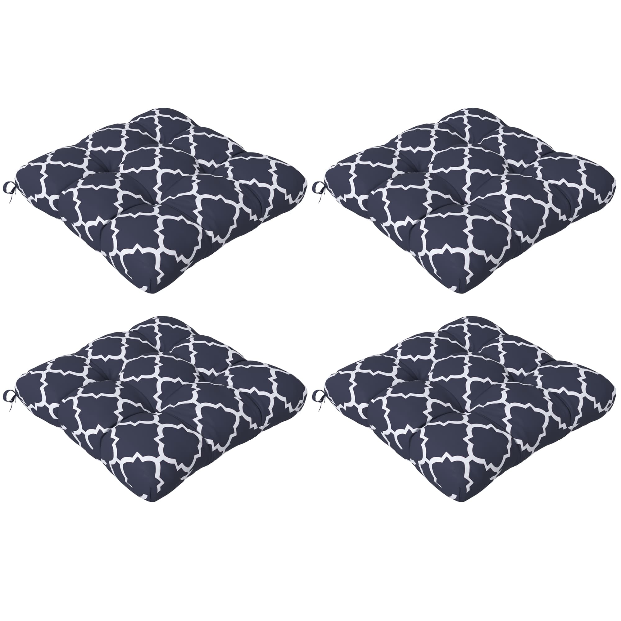 Set of 4 Tufted Navy Seat Cushions with Moroccan Pattern - image 6