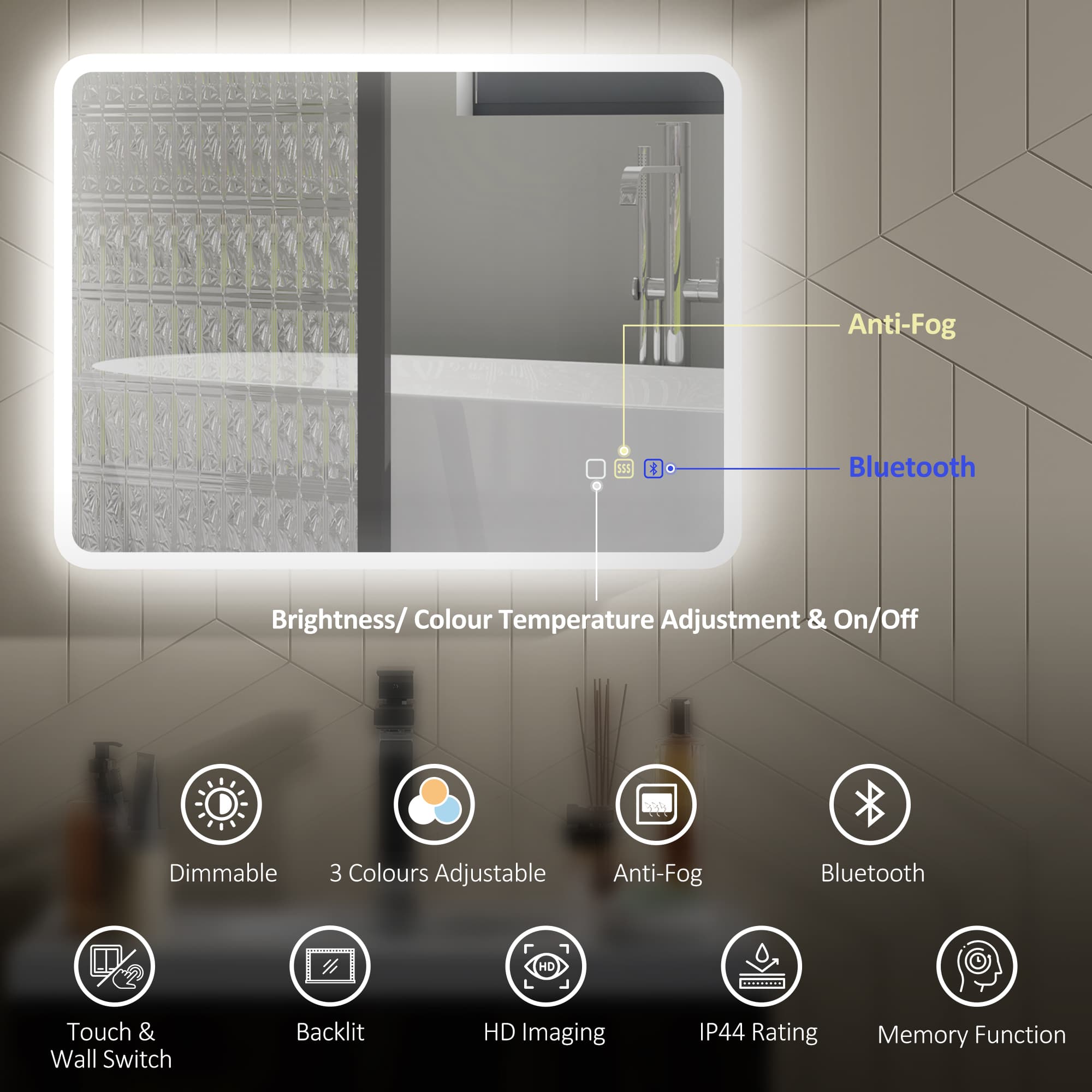 Transform Your Morning with this LED Bluetooth Bathroom Mirror - image 5