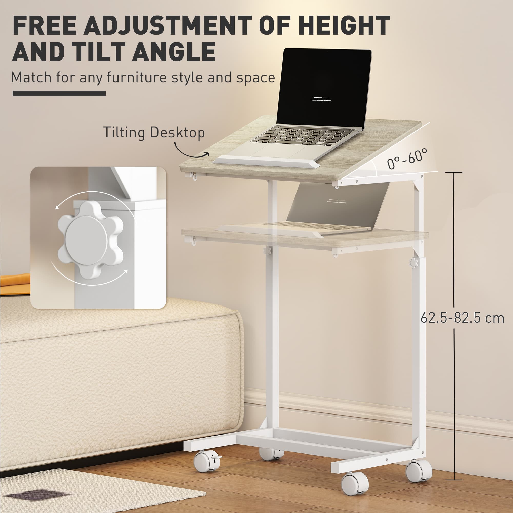 C-Shaped Height-Adjustable Desk That Slides Over a Bed or Sofa - image 10