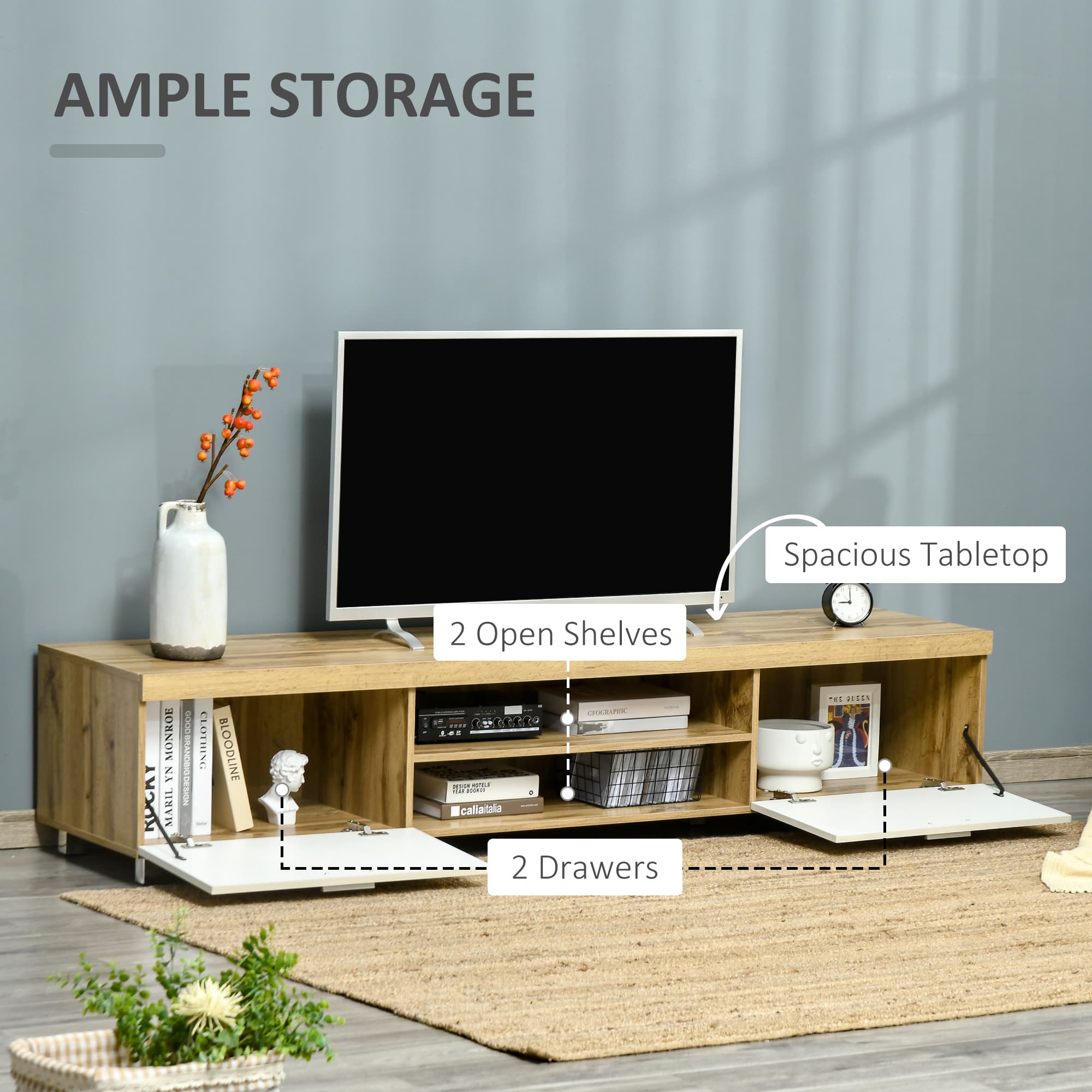 Transform Your Living Room with this Modern 90" Oak TV Unit - image 4