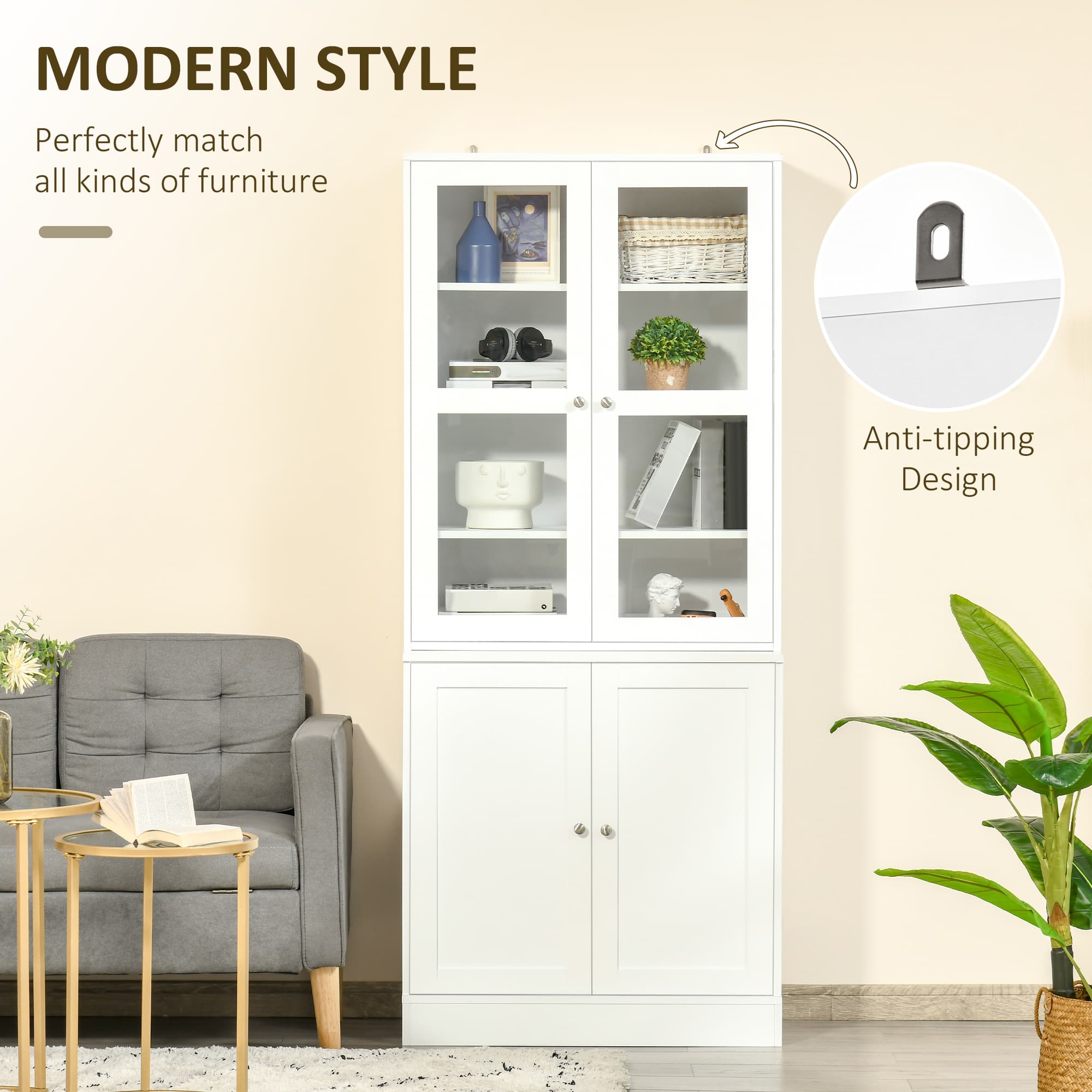 Modern White Glass Display Cabinet for Effortless Organisation - image 2