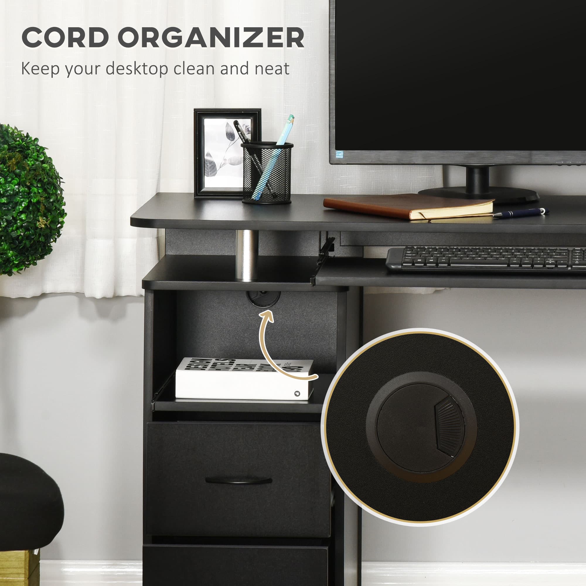 Engineered Black Computer Workstation for Effortless Productivity - image 1