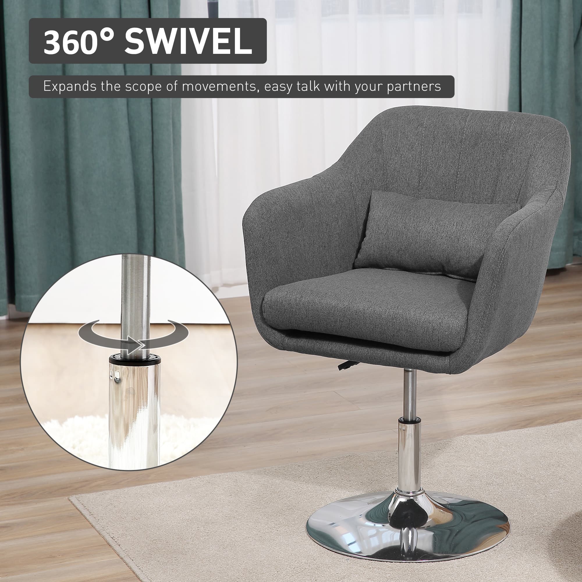 Transform Your Space with this Dark Grey Swivel Accent Chair - image 2