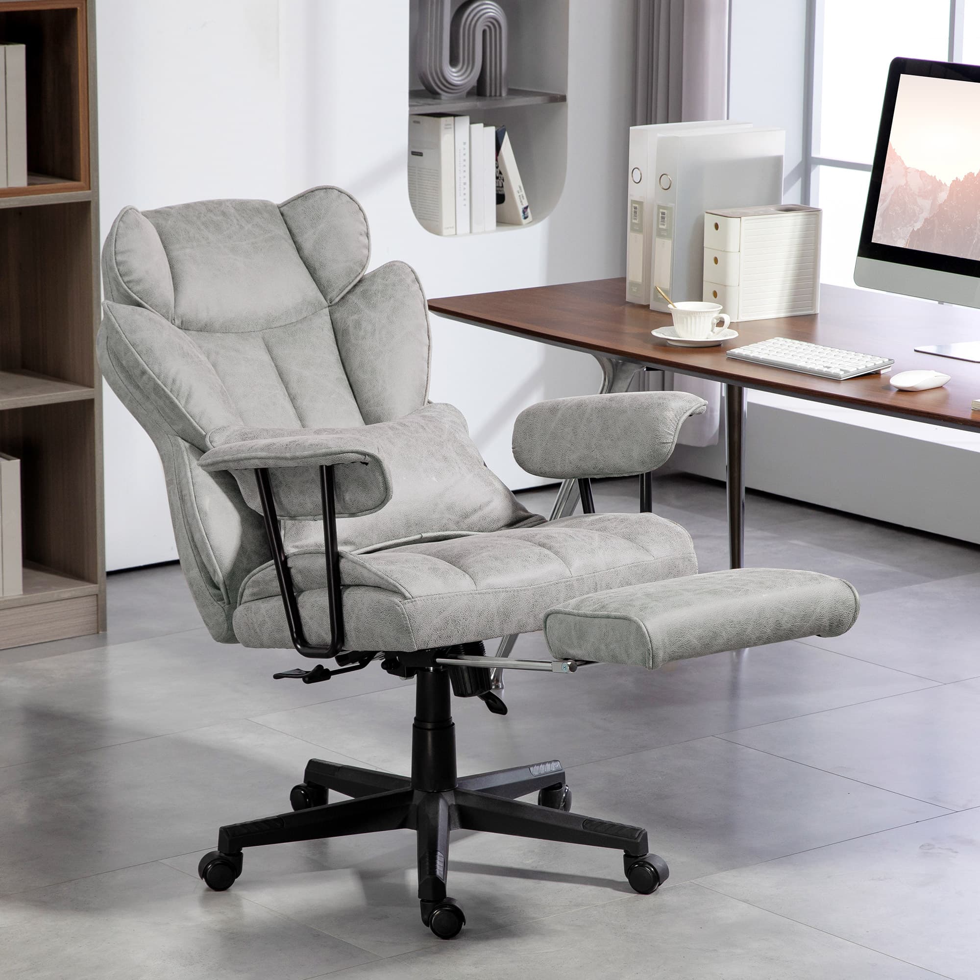 Ergonomic Grey Executive Office Chair With Retractable Footrest - image 2