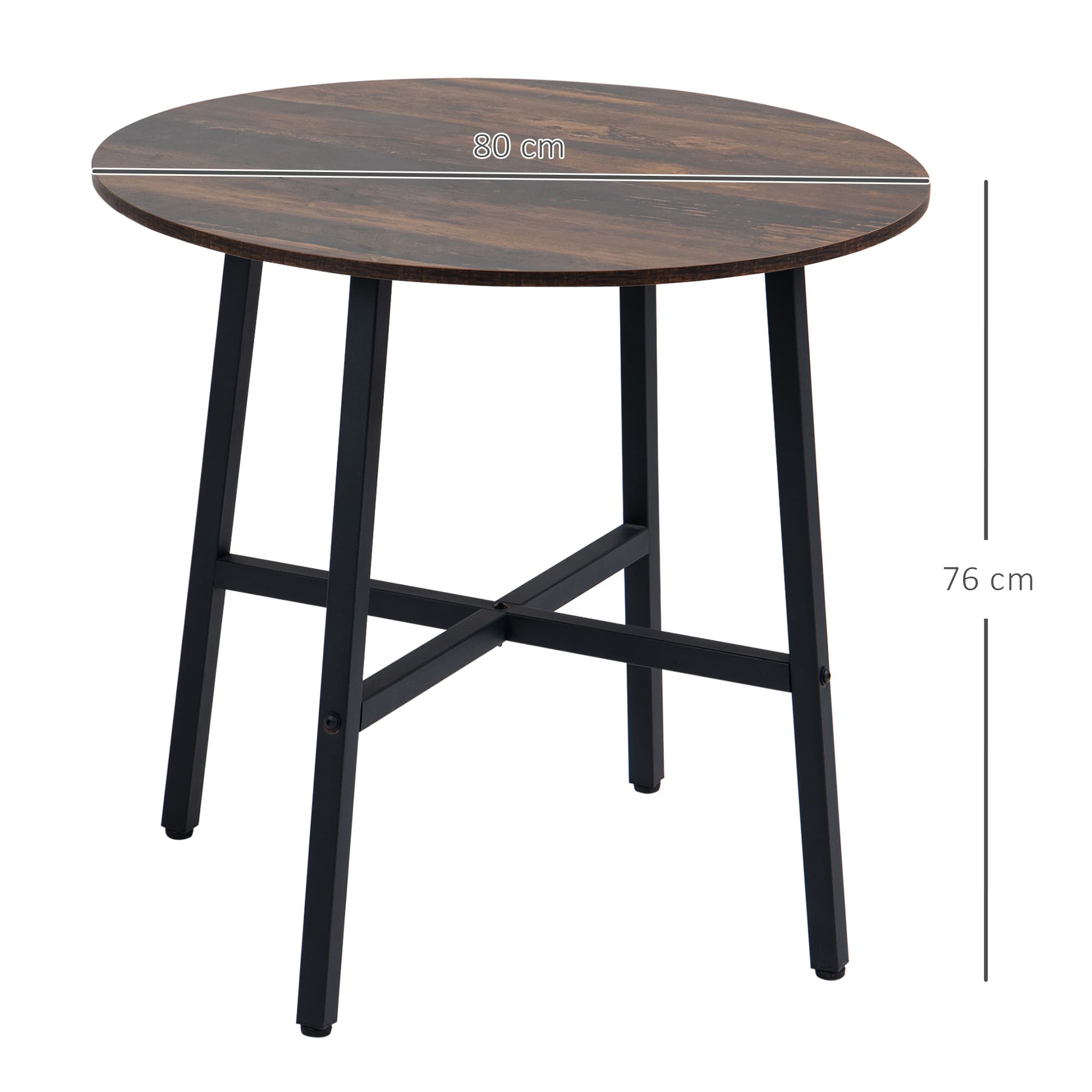 Rustic Brown Round Dining Table with Industrial Steel Legs - image 1