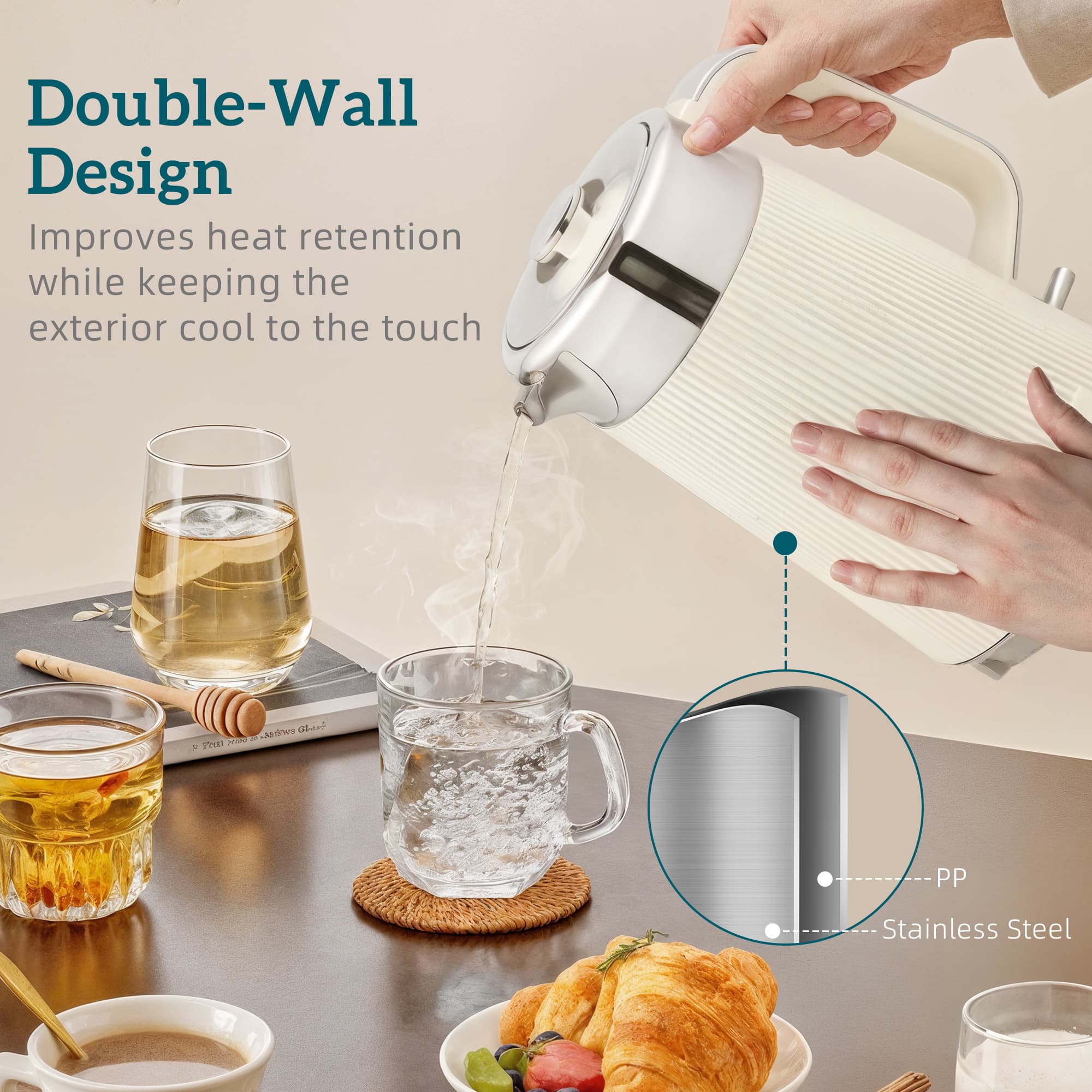 Effortless Mornings: Cream Kettle & 4-Slice Toaster Set - image 3