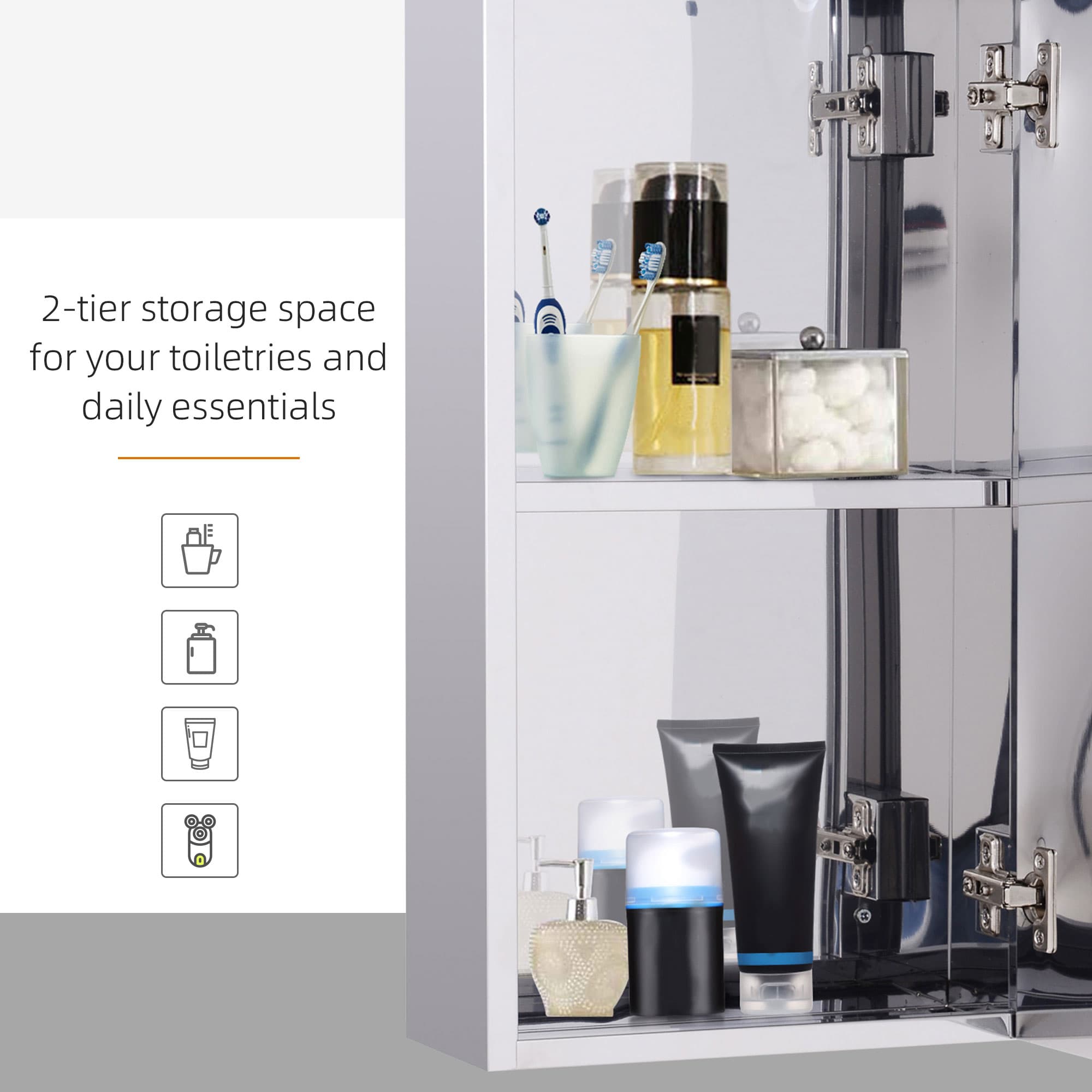 Space-Saving Frameless Stainless Steel Bathroom Cabinet - image 2