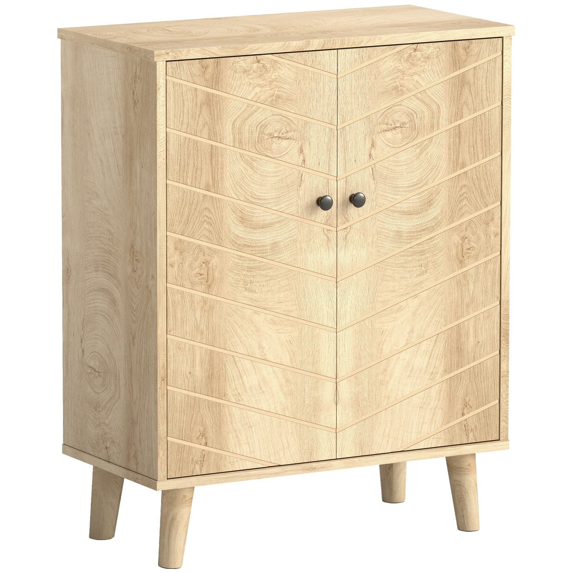 Transform Your Space with this Vintage Chevron Sideboard - Natural wood finish