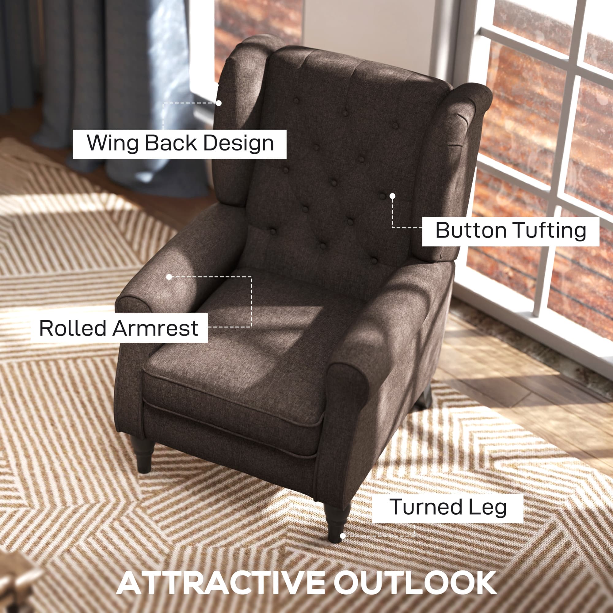 Discover Premium Comfort with this Brown Wingback Accent Chair - image 2