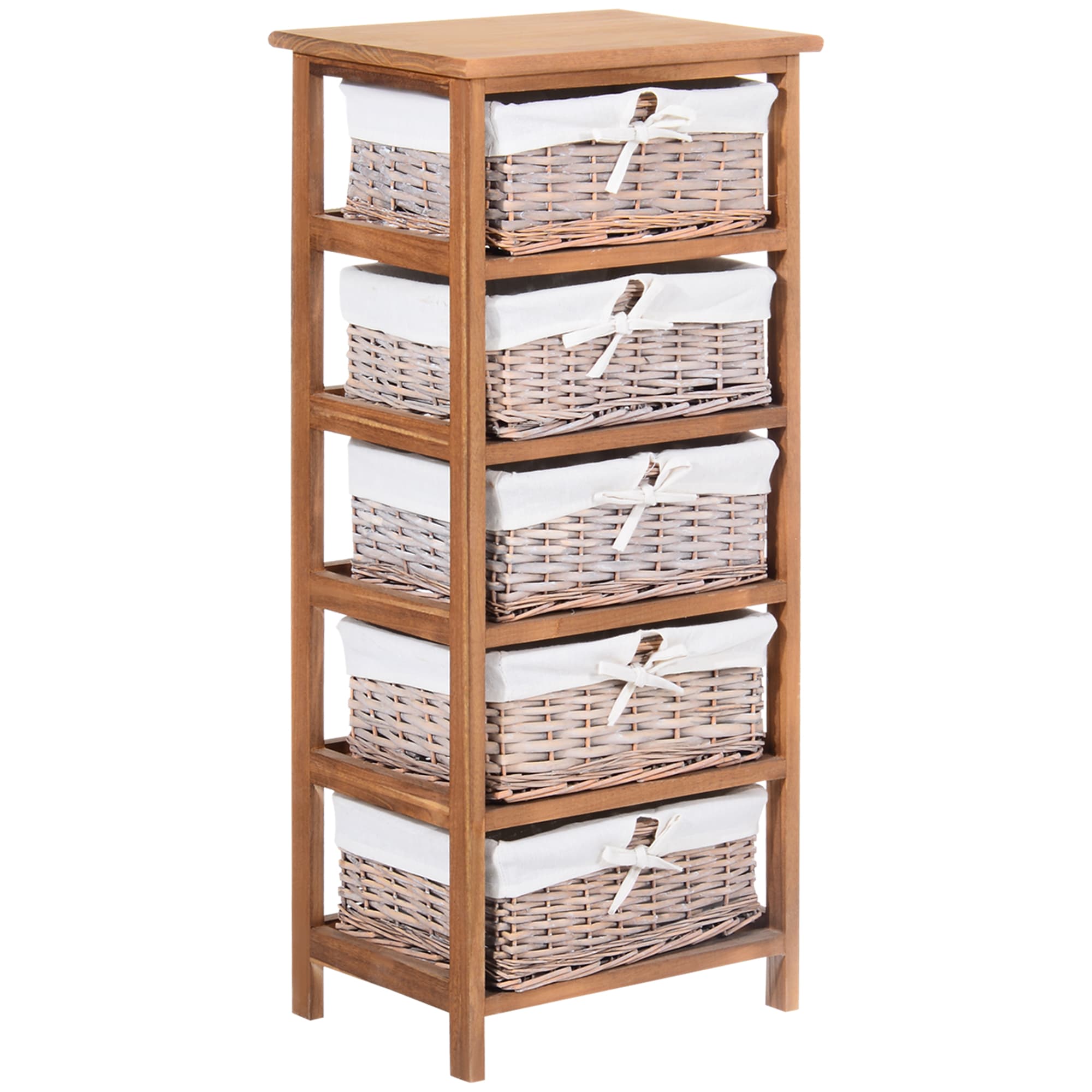 Effortless Organisation: 5-Drawer Natural Wicker Storage Unit - Natural
