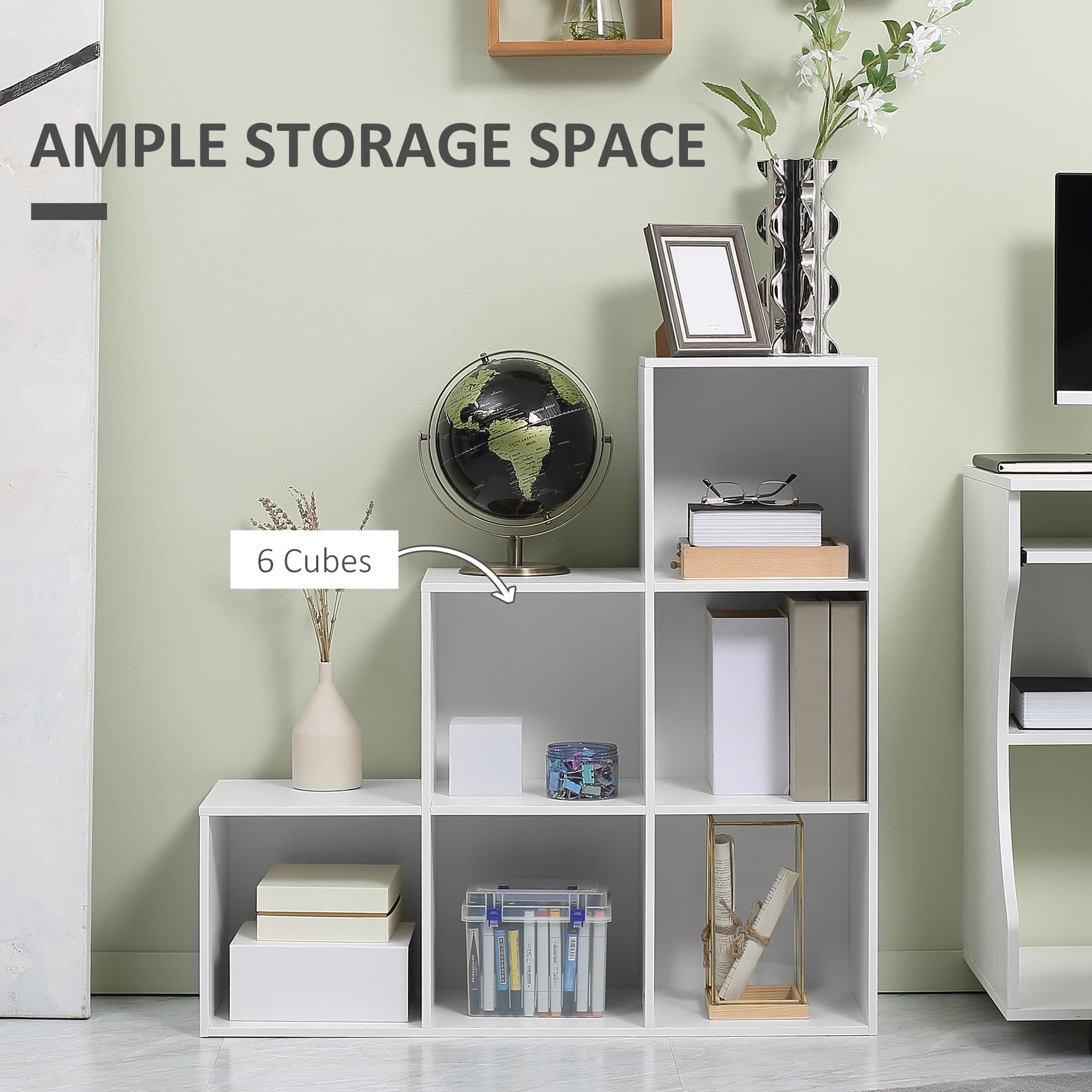 Modern White 6-Cube Step Bookcase for Effortless Storage - image 5