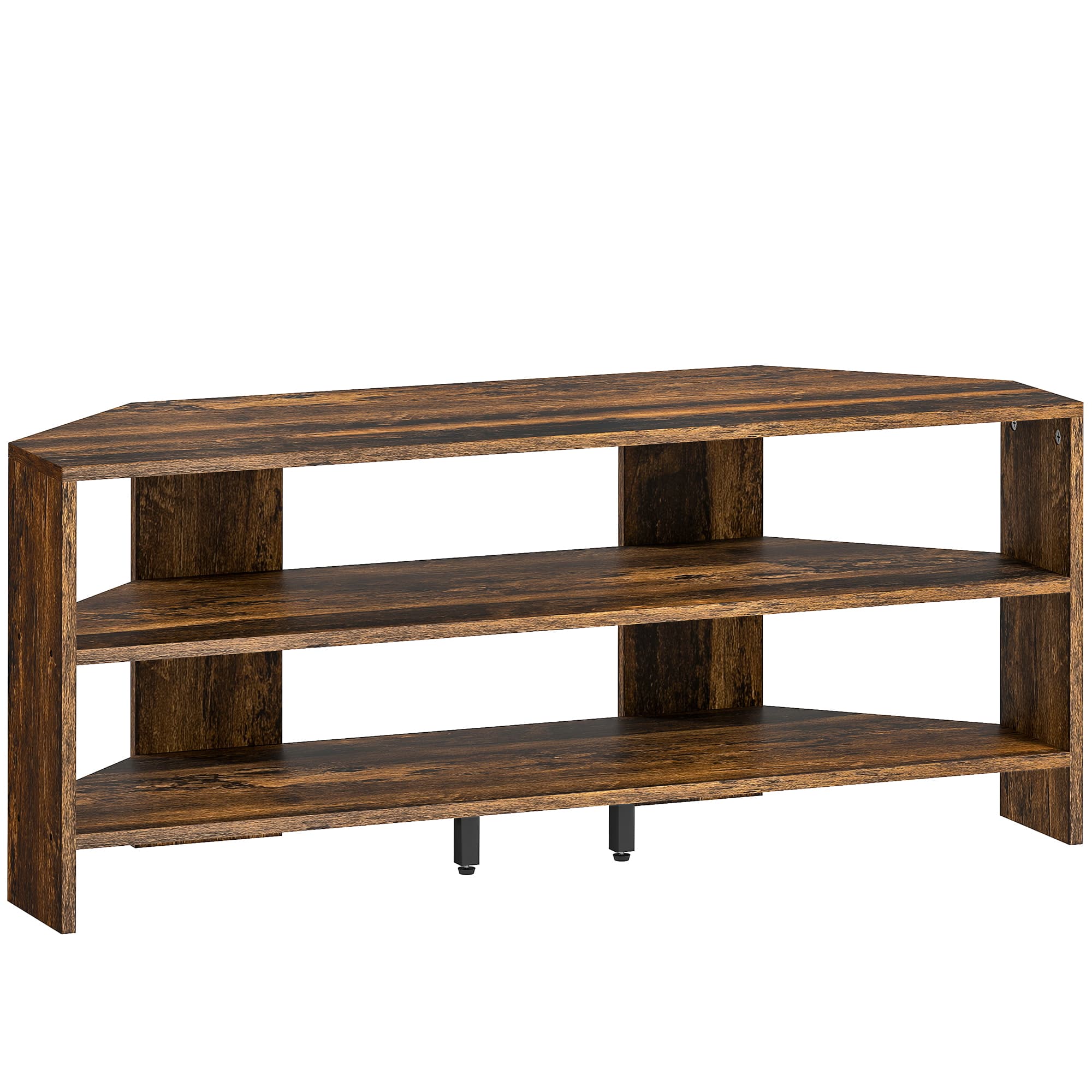 Transform Your Space with this Rustic Brown Corner TV Stand - Rustic Brown
