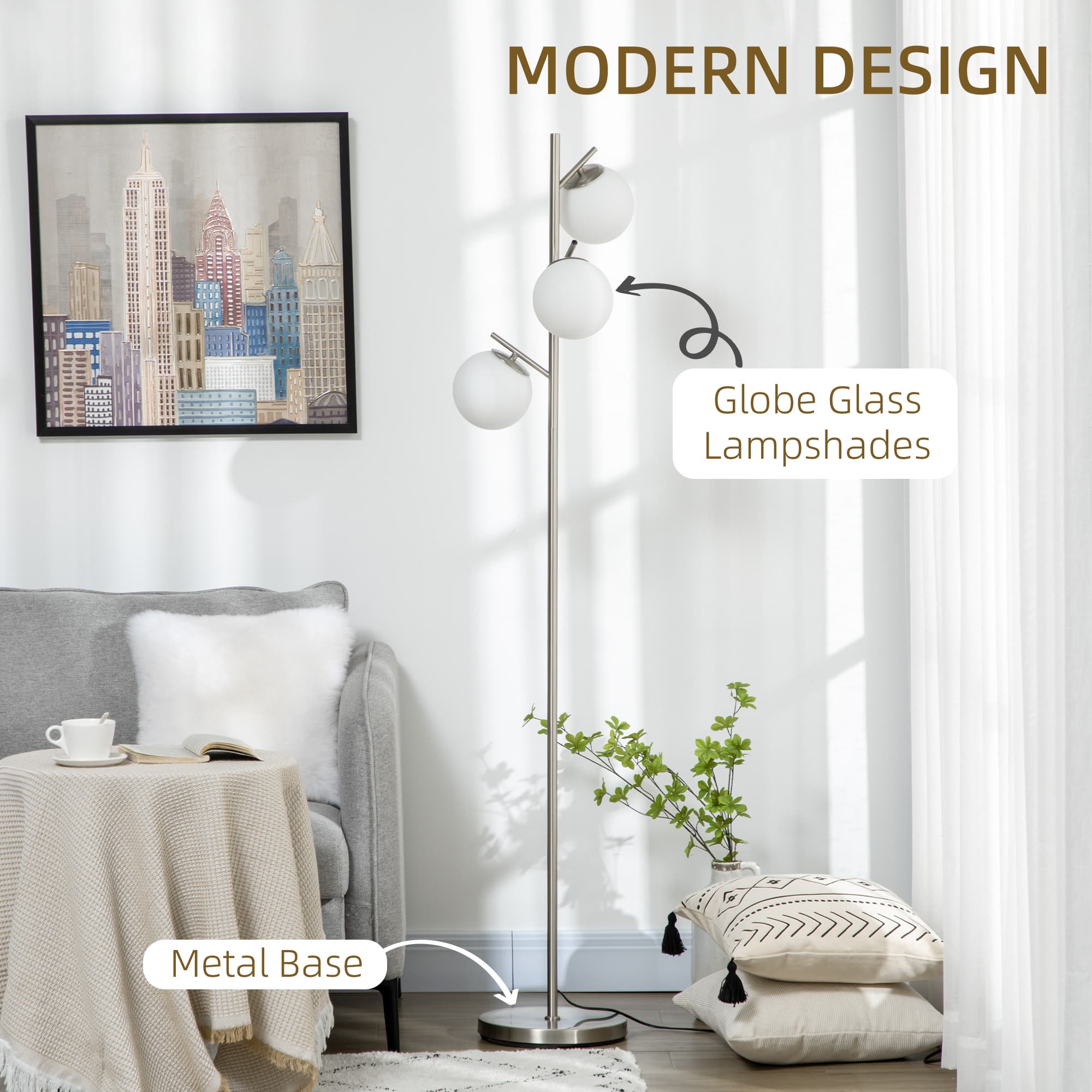 Transform Your Space with this Modern 3-Light Tree Floor Lamp - image 4