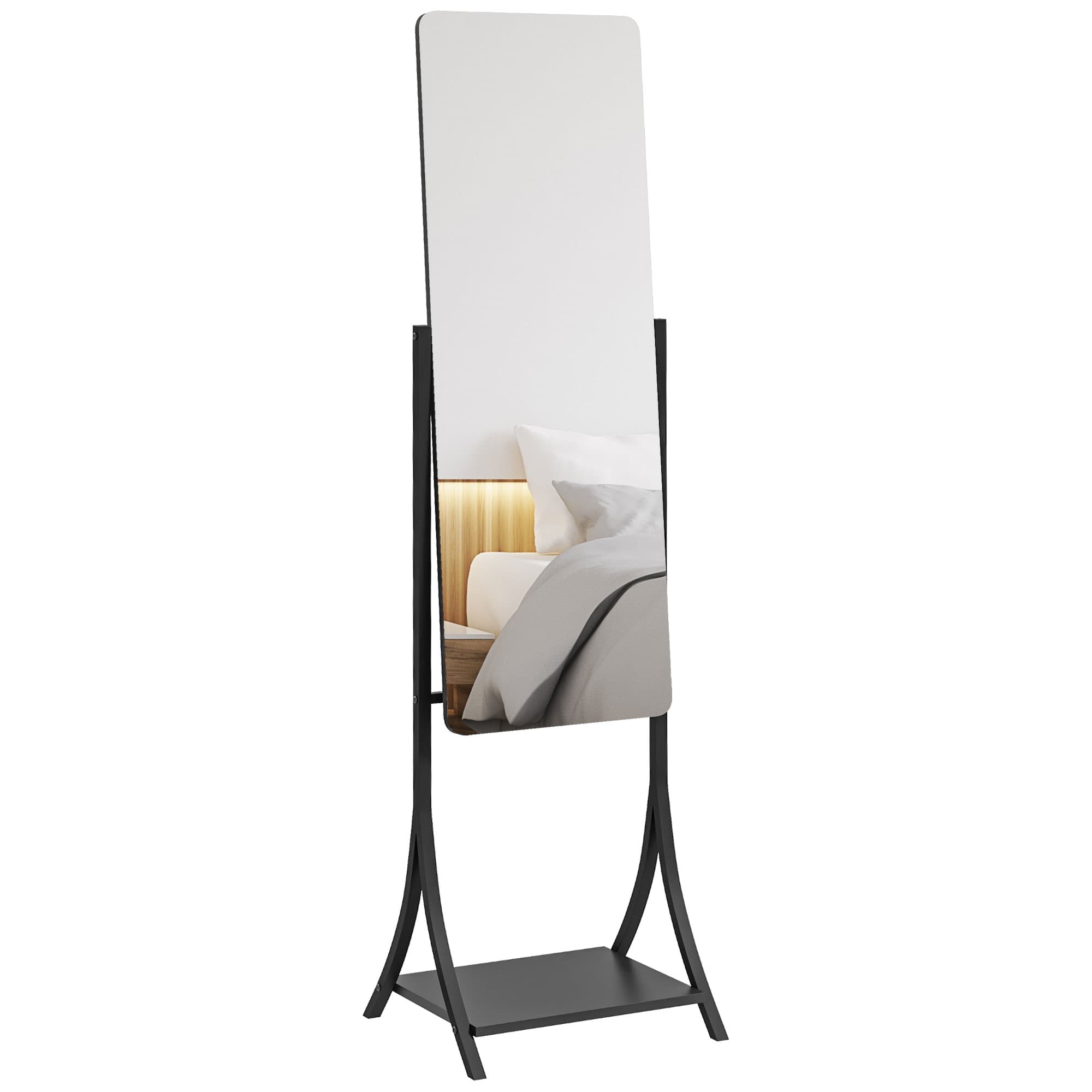 Transform Your Morning Routine with this Frameless Floor Mirror - Black
