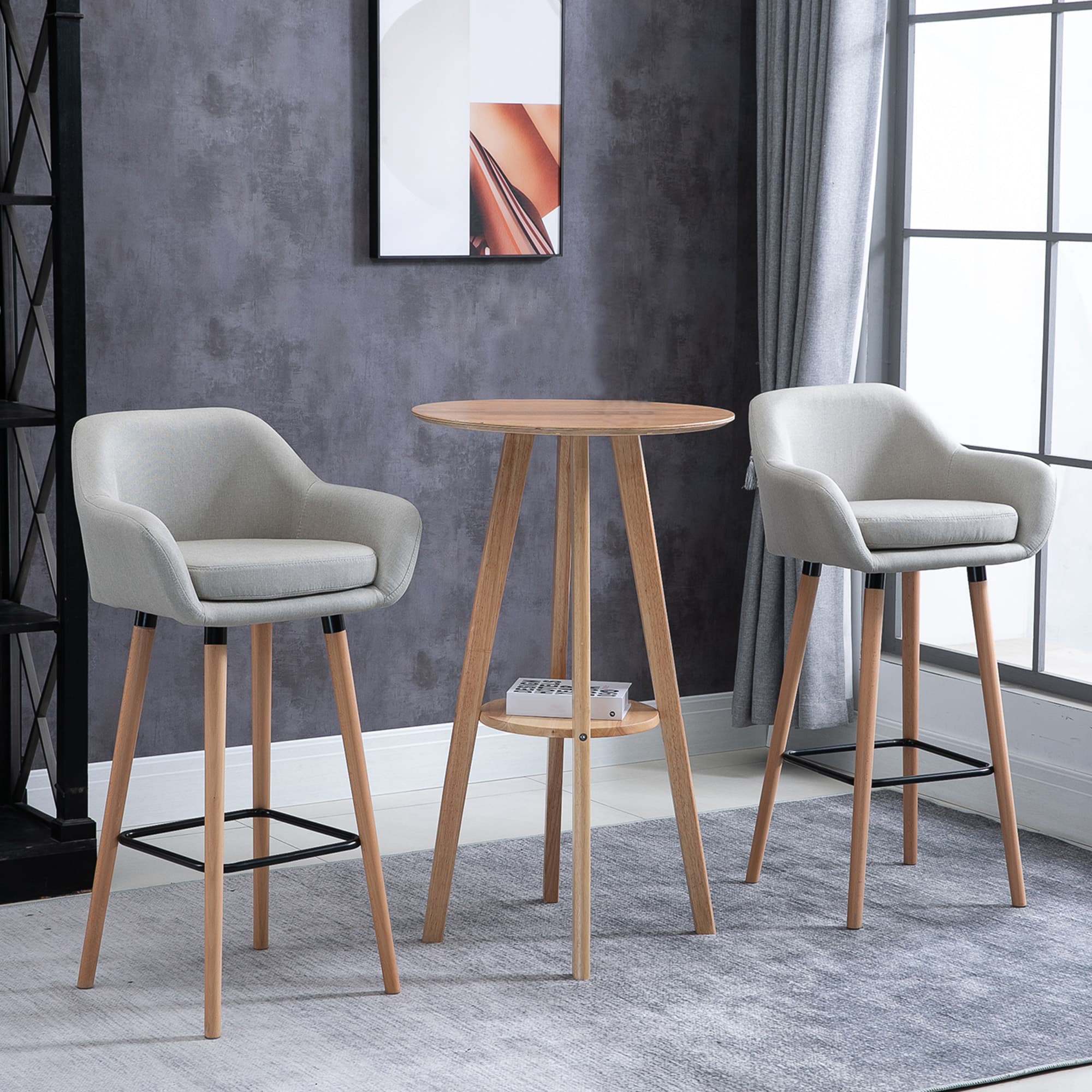 Premium Beige Linen Bar Stools for Effortless Elegance - image 1