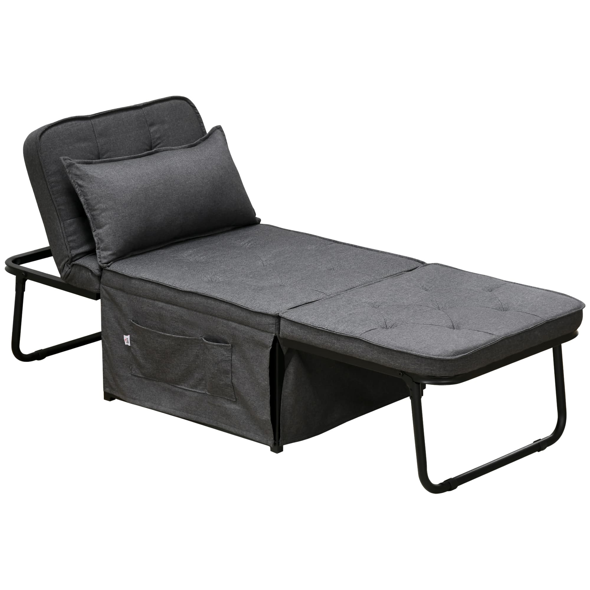 Transform Your Space with this 4-in-1 Folding Chair Bed - Charcoal grey