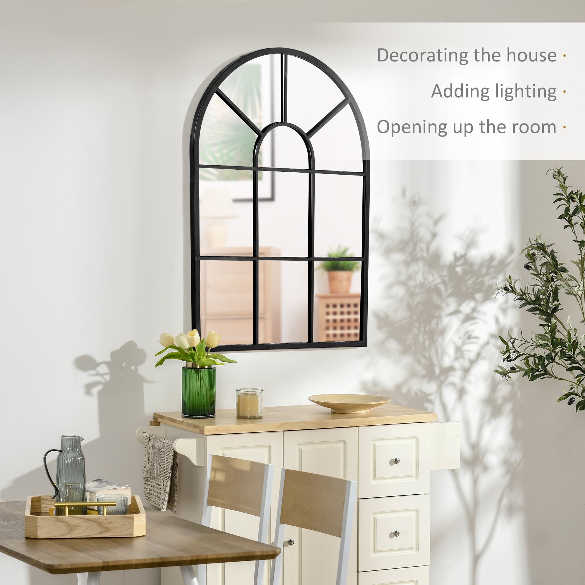 Transform Your Space with this White Arched Grid Mirror - image 2