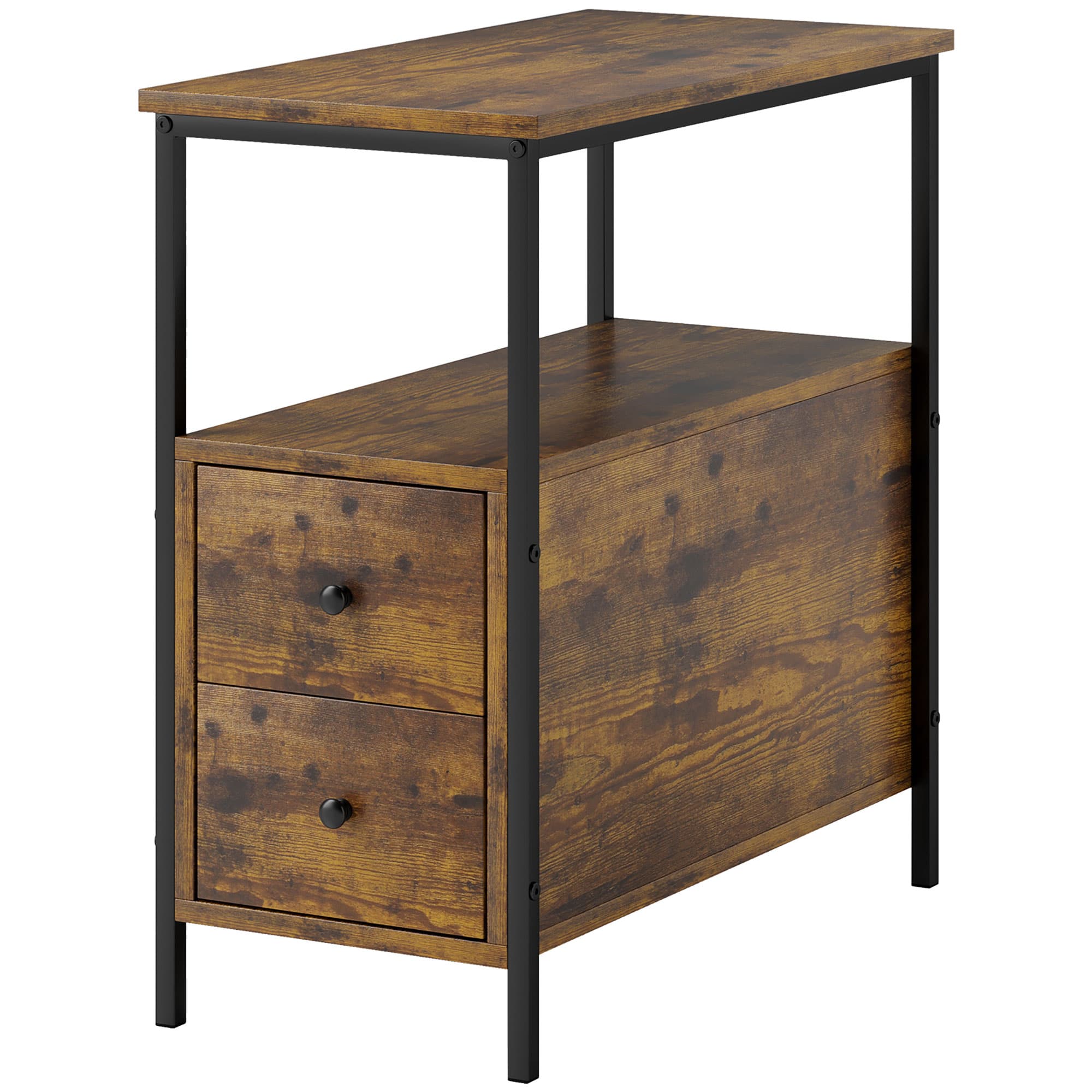 Transform Small Spaces with this Narrow Industrial Side Table - Rustic Brown