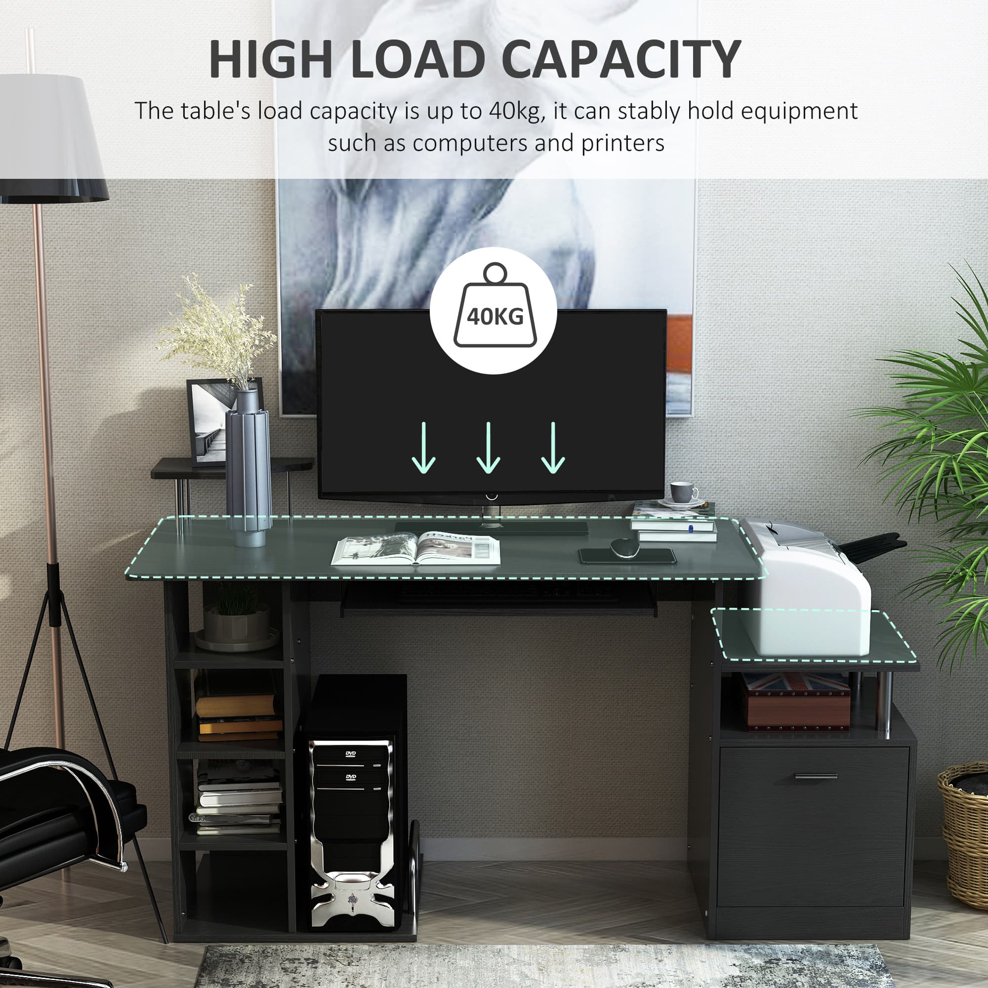 Effortless Organisation with this Black Home Office Desk - image 2