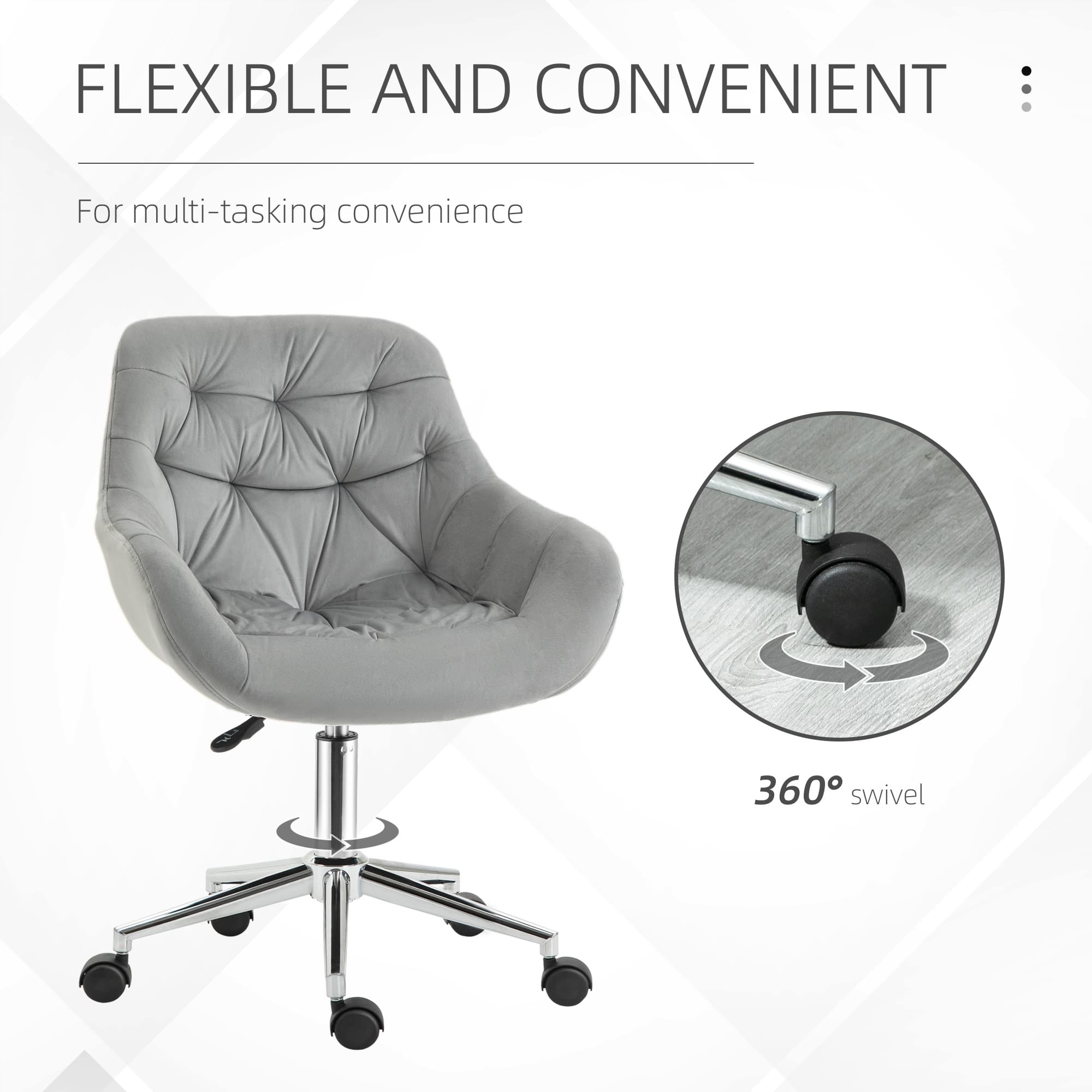 Transform Your Workspace with this Grey Velvet Office Chair - image 5