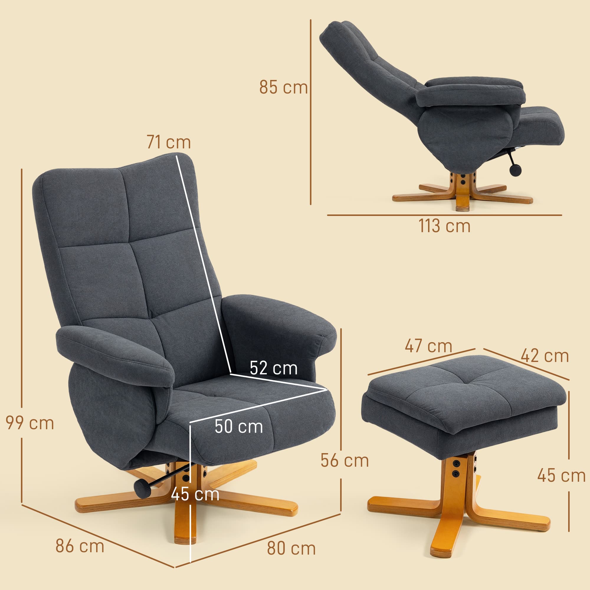 Transform Your Living Room with this Grey Recliner & Ottoman - image 3