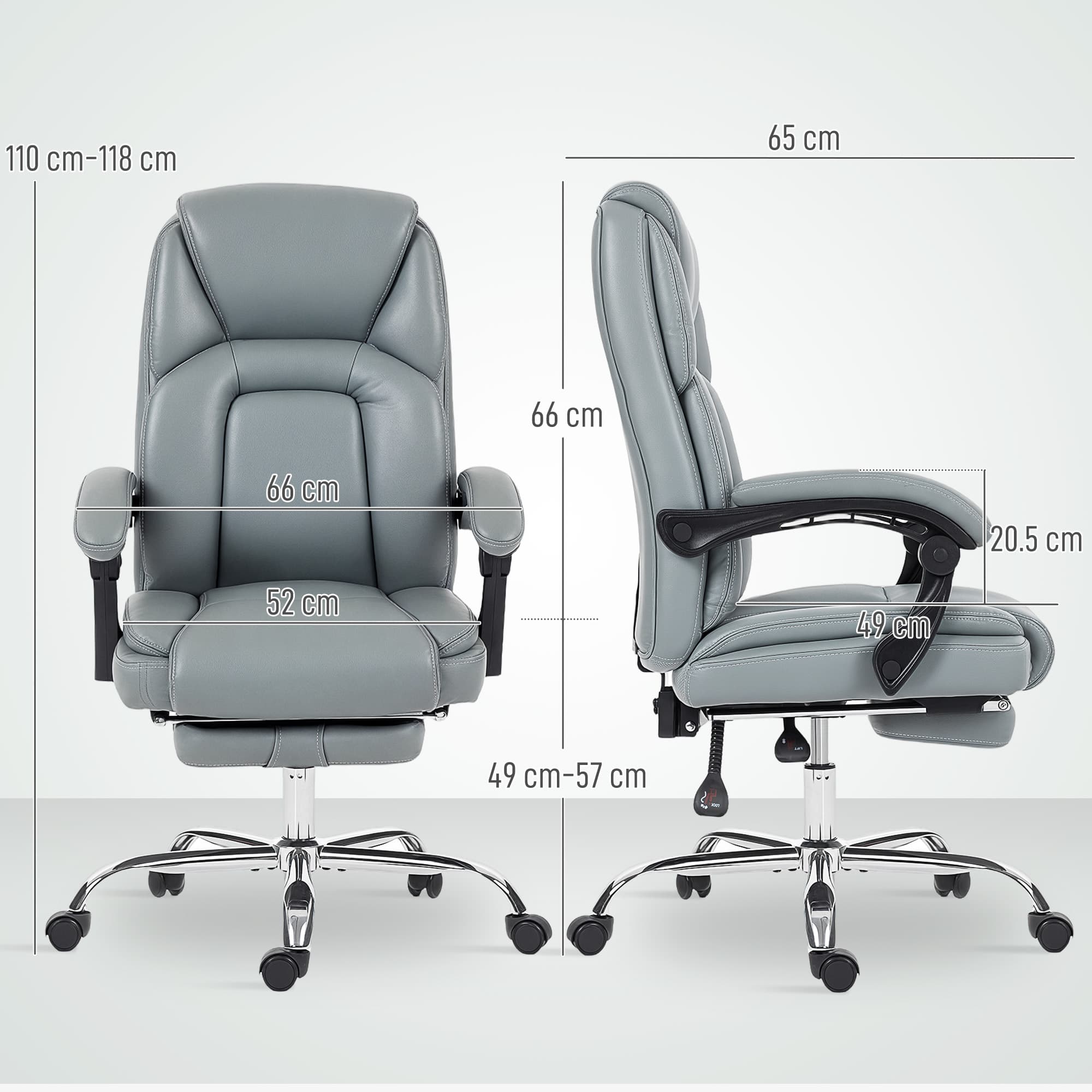 Effortless Comfort: Grey Reclining Office Chair with Footrest - image 3