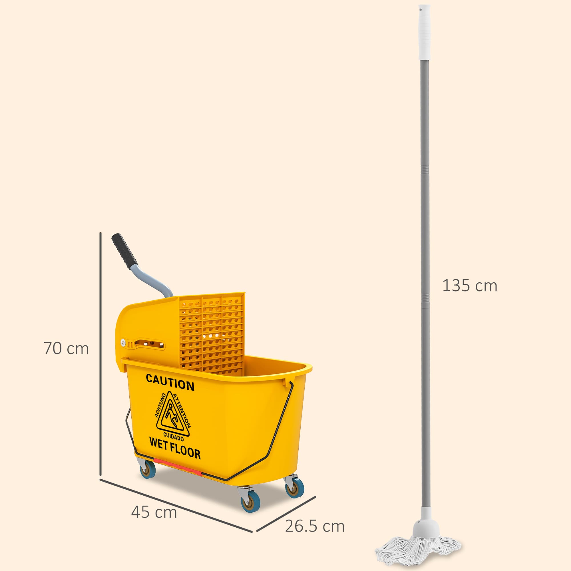 20L Mop Bucket with Side Wringer, Wheels, and Mop Included - image 10