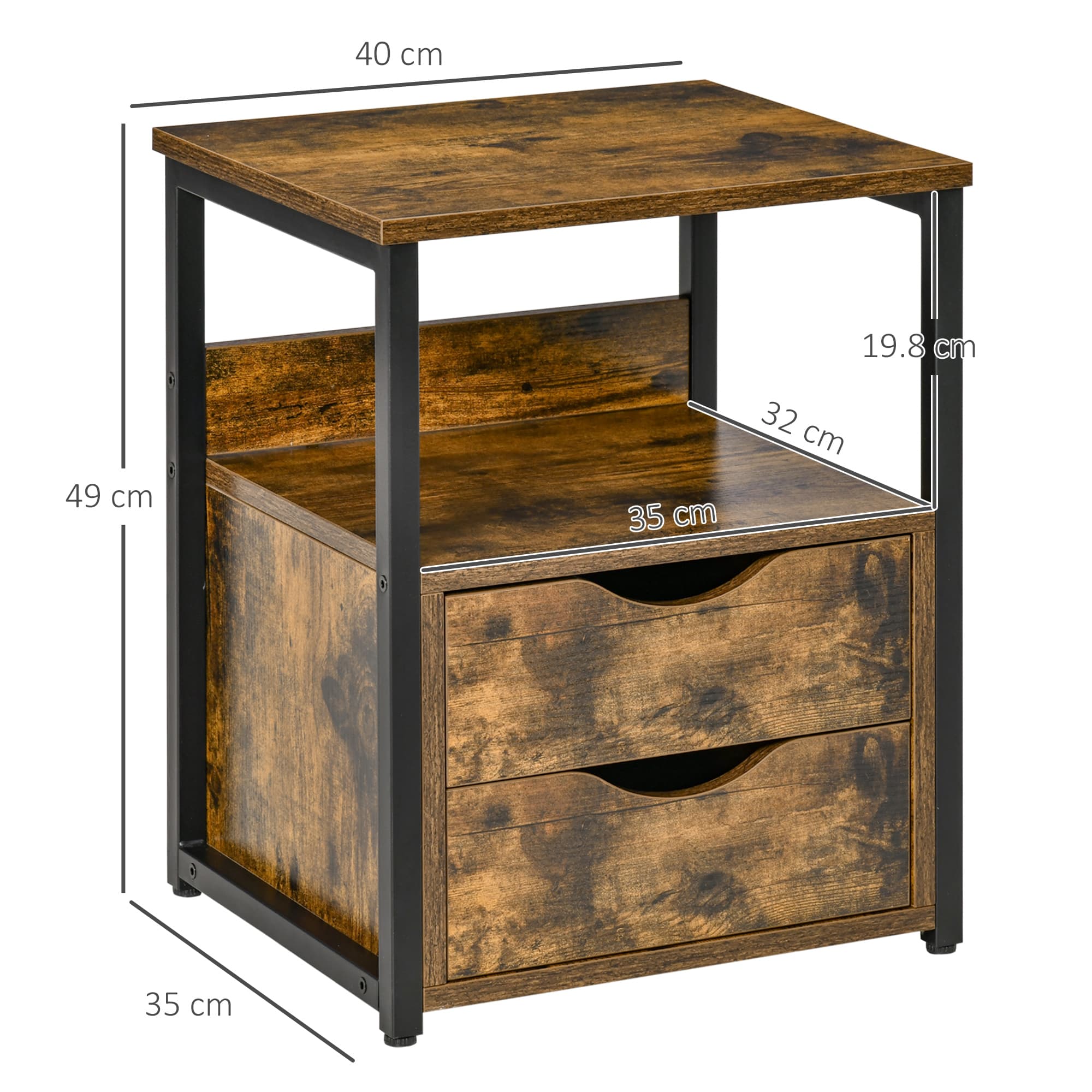 Industrial side table with drawers and open shelf - image 5