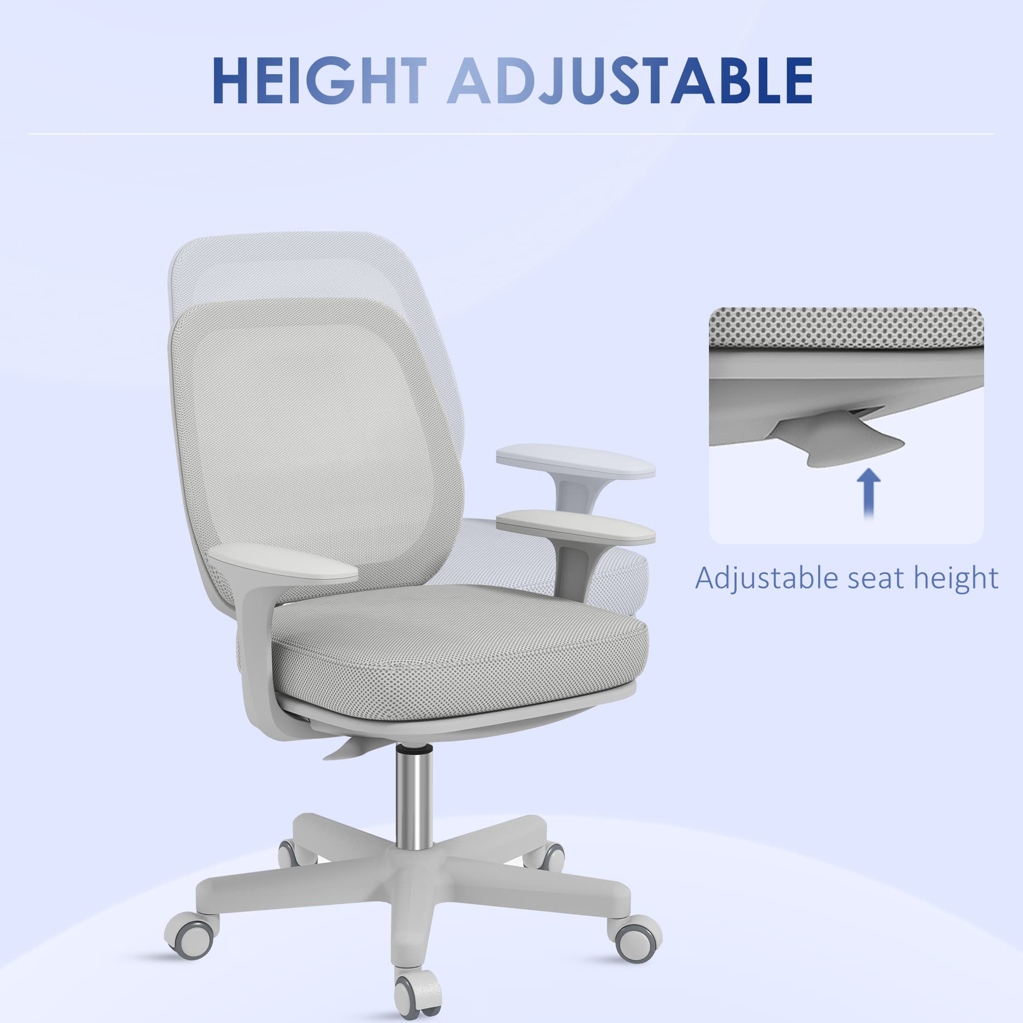 Vinsetto Grey Mesh Office Chair for All-Day Comfort - image 4
