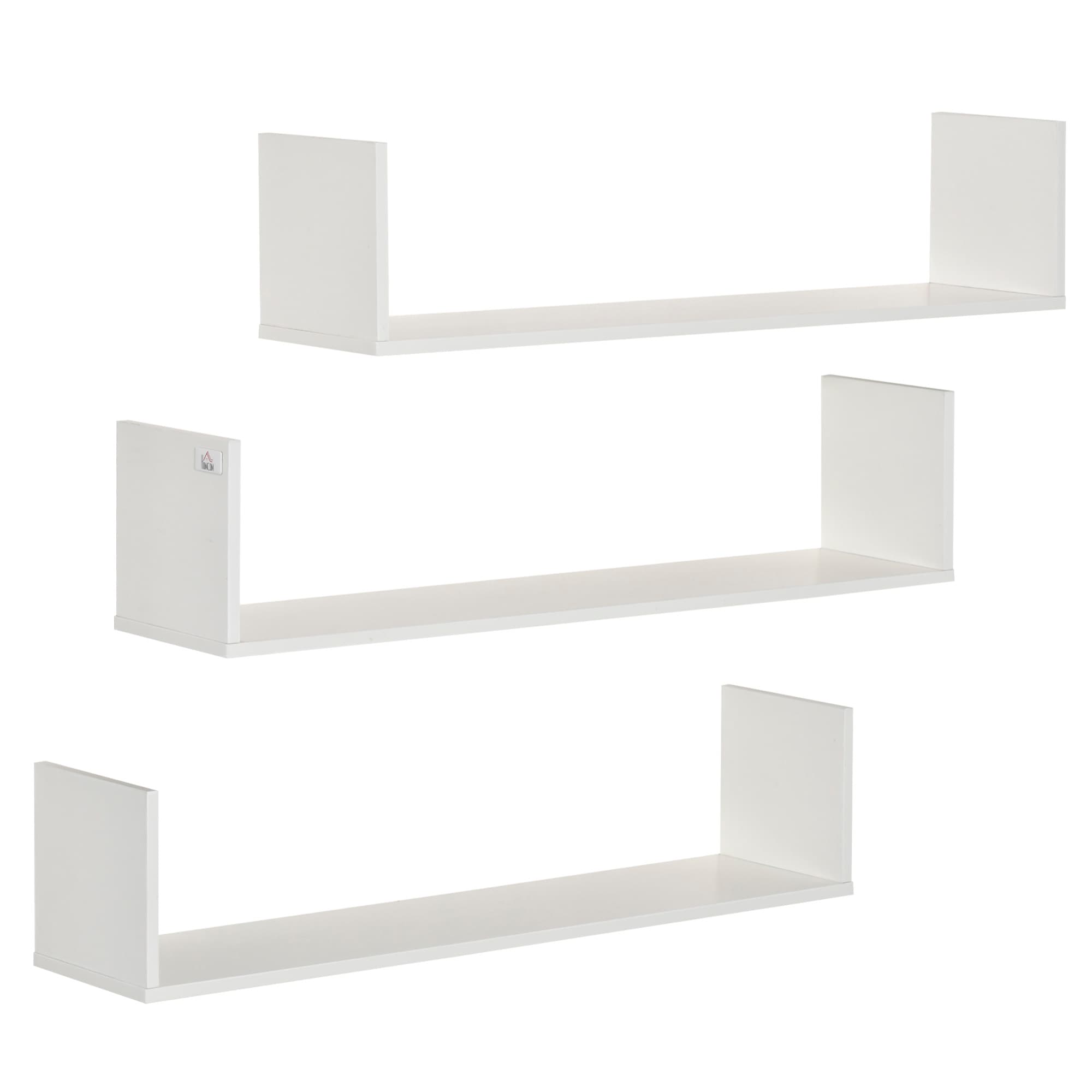Set Of 3 White Floating Shelves For Flexible Wall Storage - White