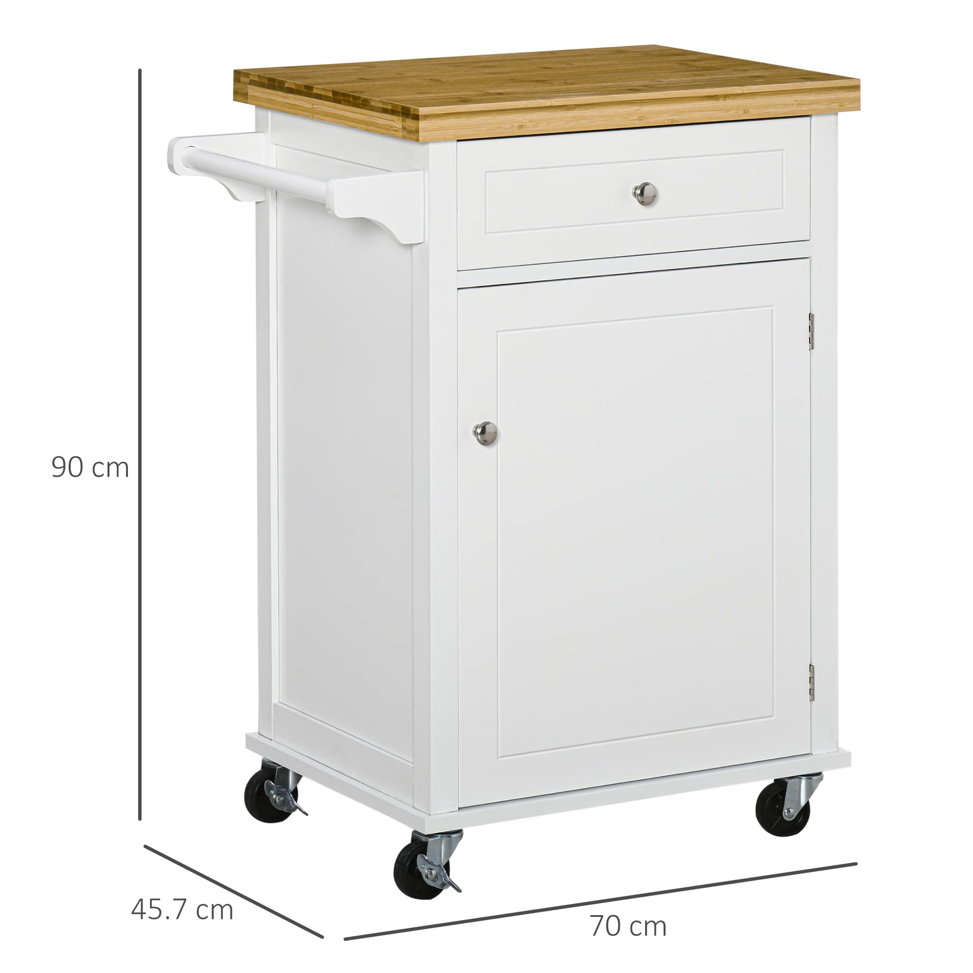 Effortless Kitchen Storage: White Wooden Island Trolley - image 2