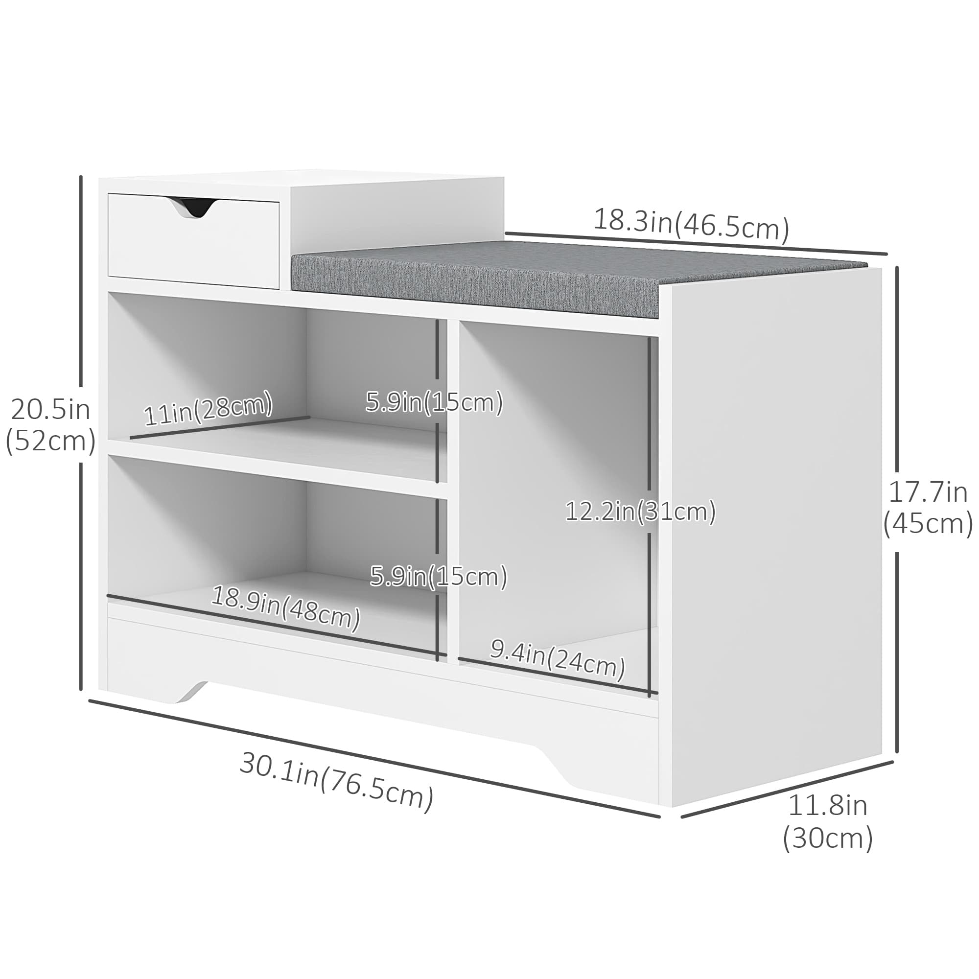 Effortless Hallway Organisation: White Shoe Bench with Seat - image 4