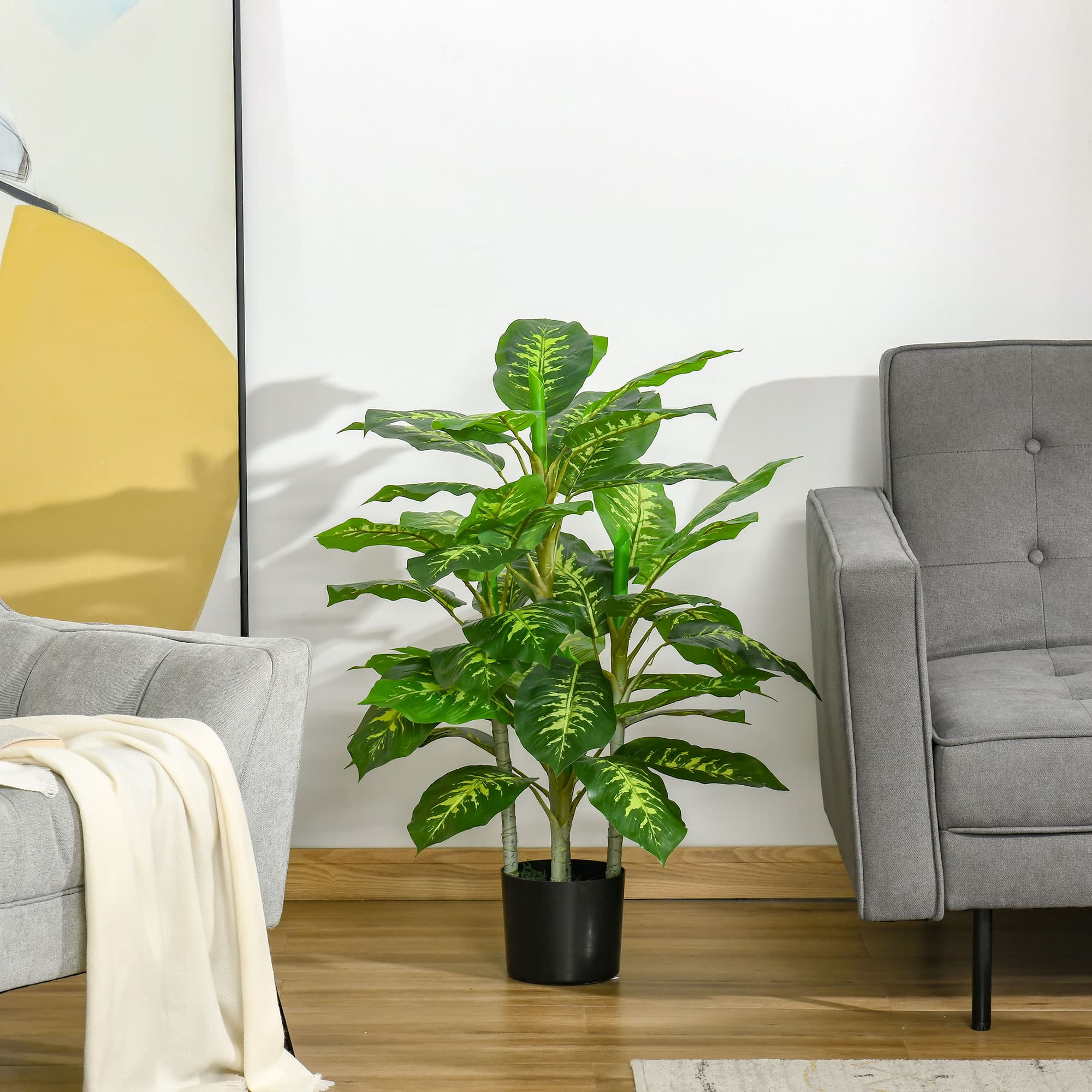 Large Artificial Tropical Foliage Plant with Black Pot - image 8