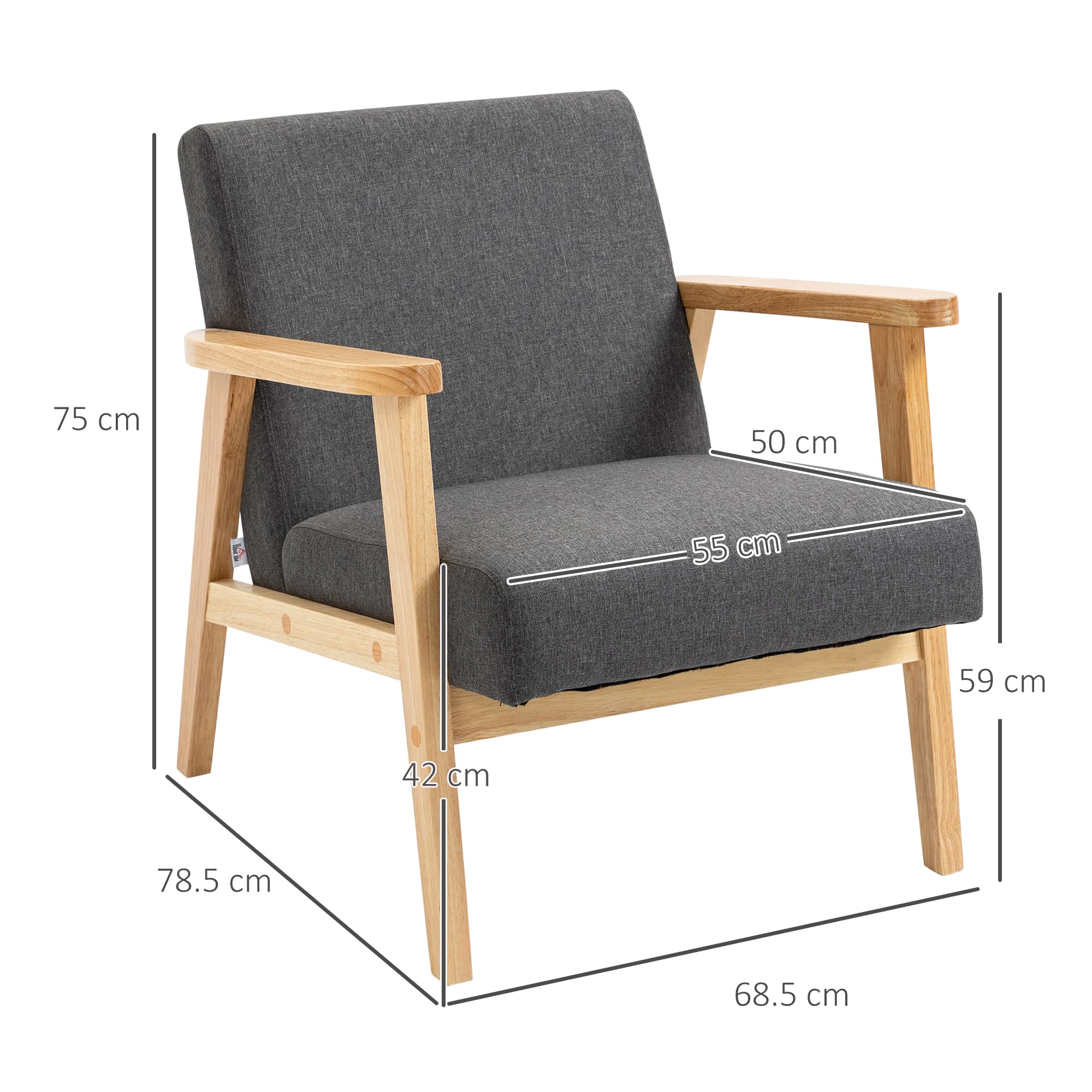 Retro Dark Grey Fabric Accent Chair for Effortless Style - image 1