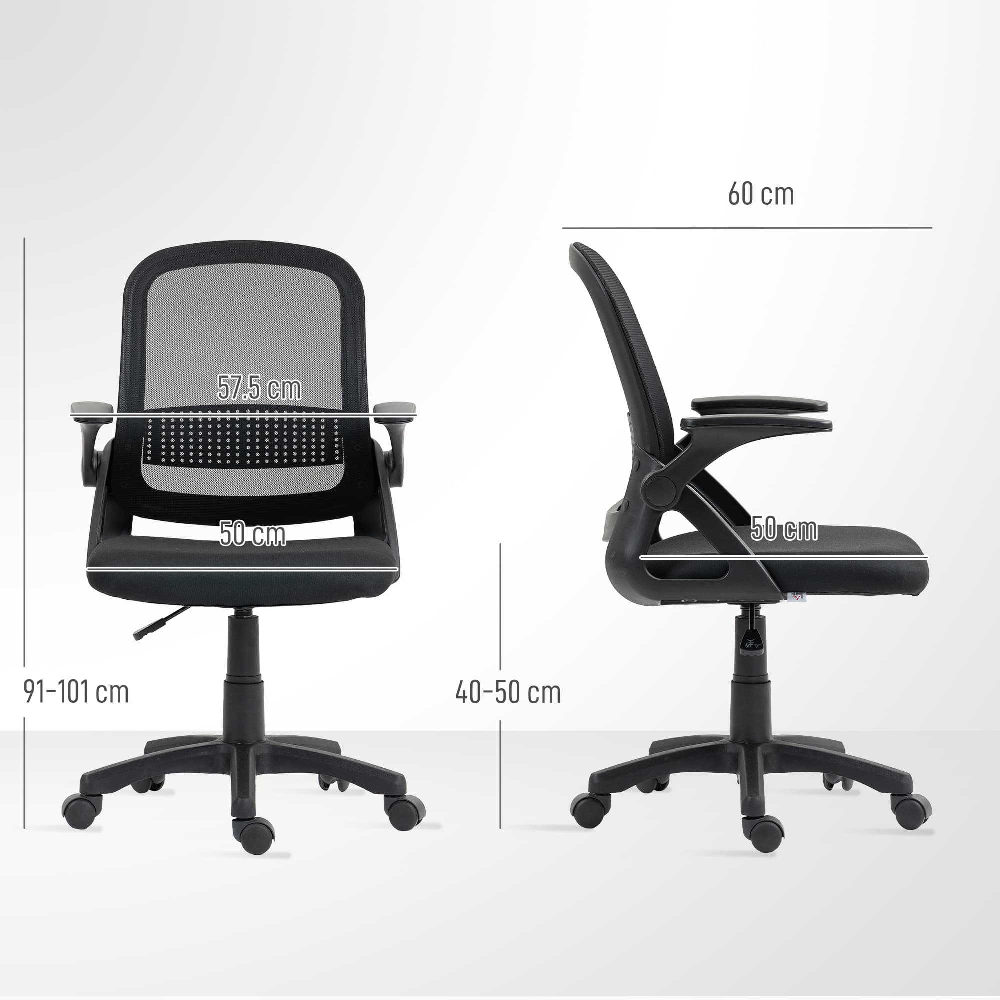 Breathable Mesh Chair with Lumbar Support and Flip-Up Arms - image 9