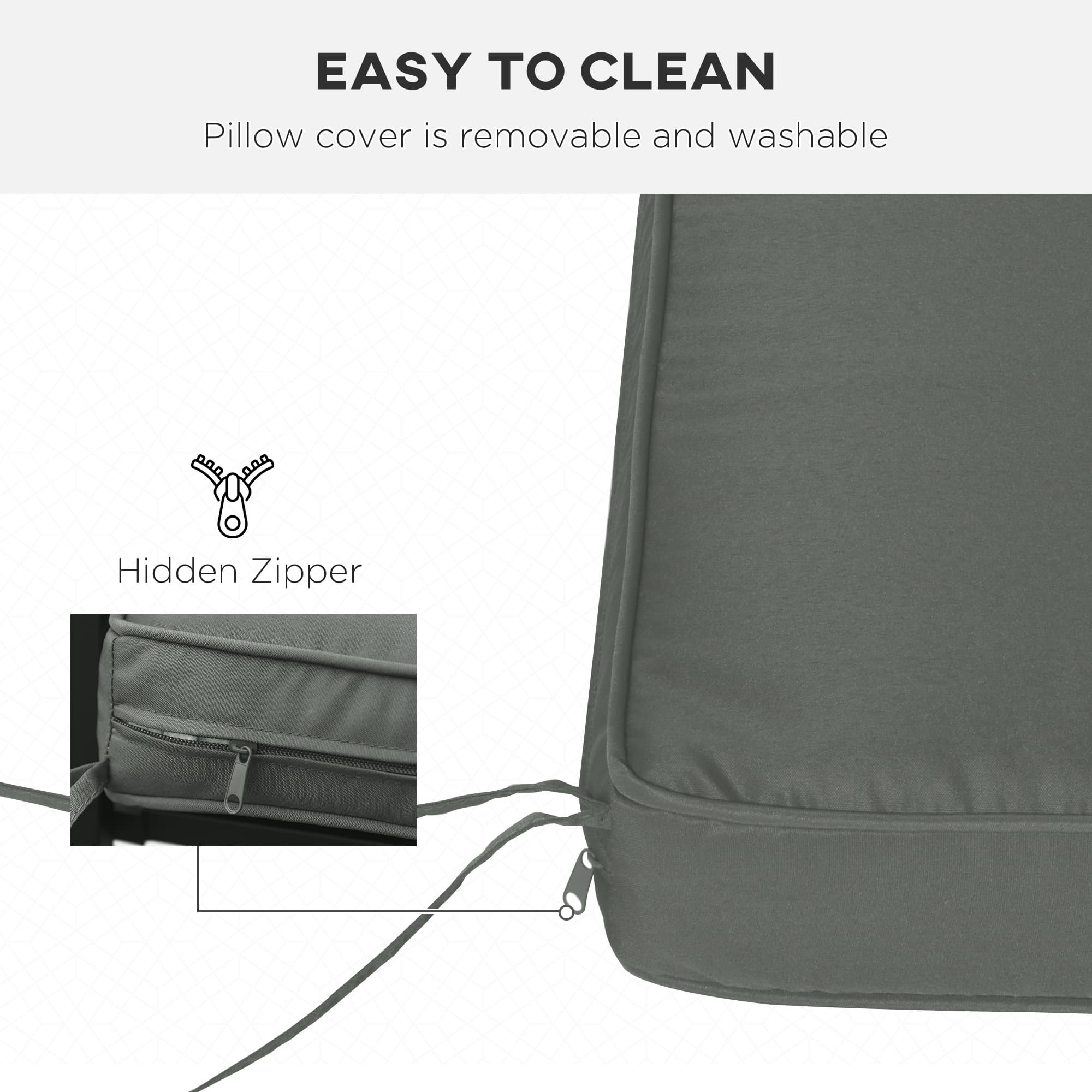 Grey 120cm 2 Seater Garden Bench Cushion - image 1