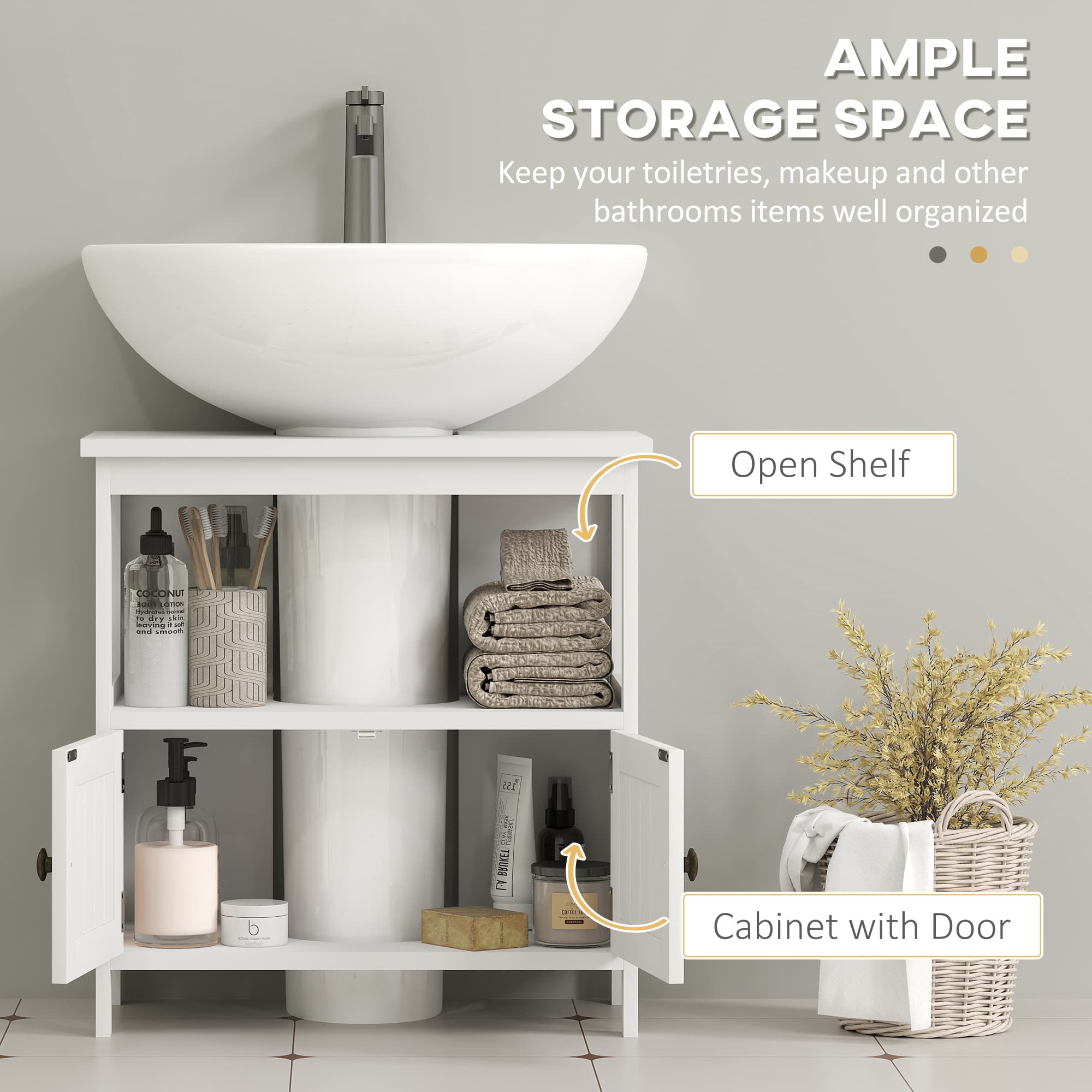 White under sink cabinet for tidy bathroom storage - image 5