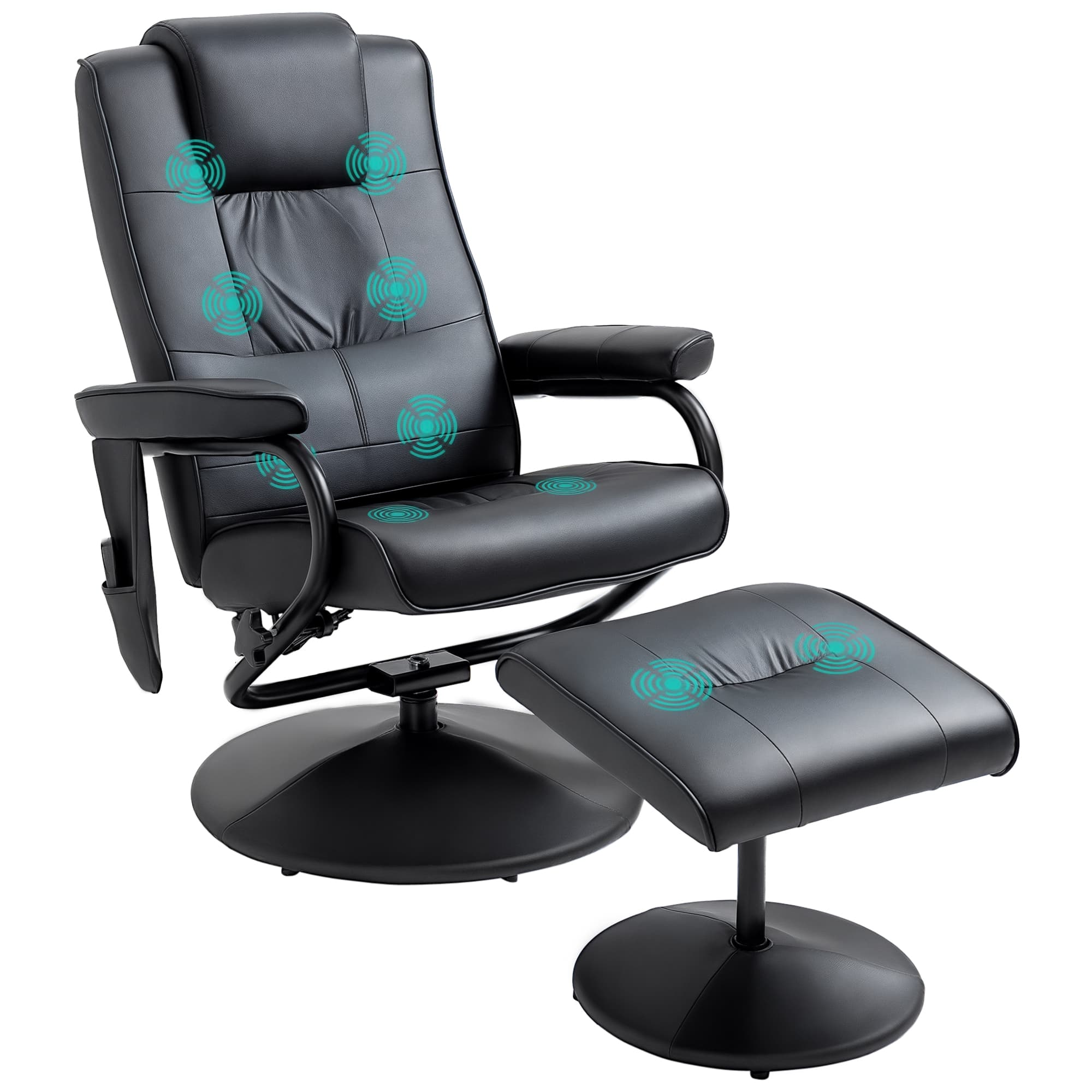 Transform Your Rest with this Black Massage Recliner & Footstool - Black