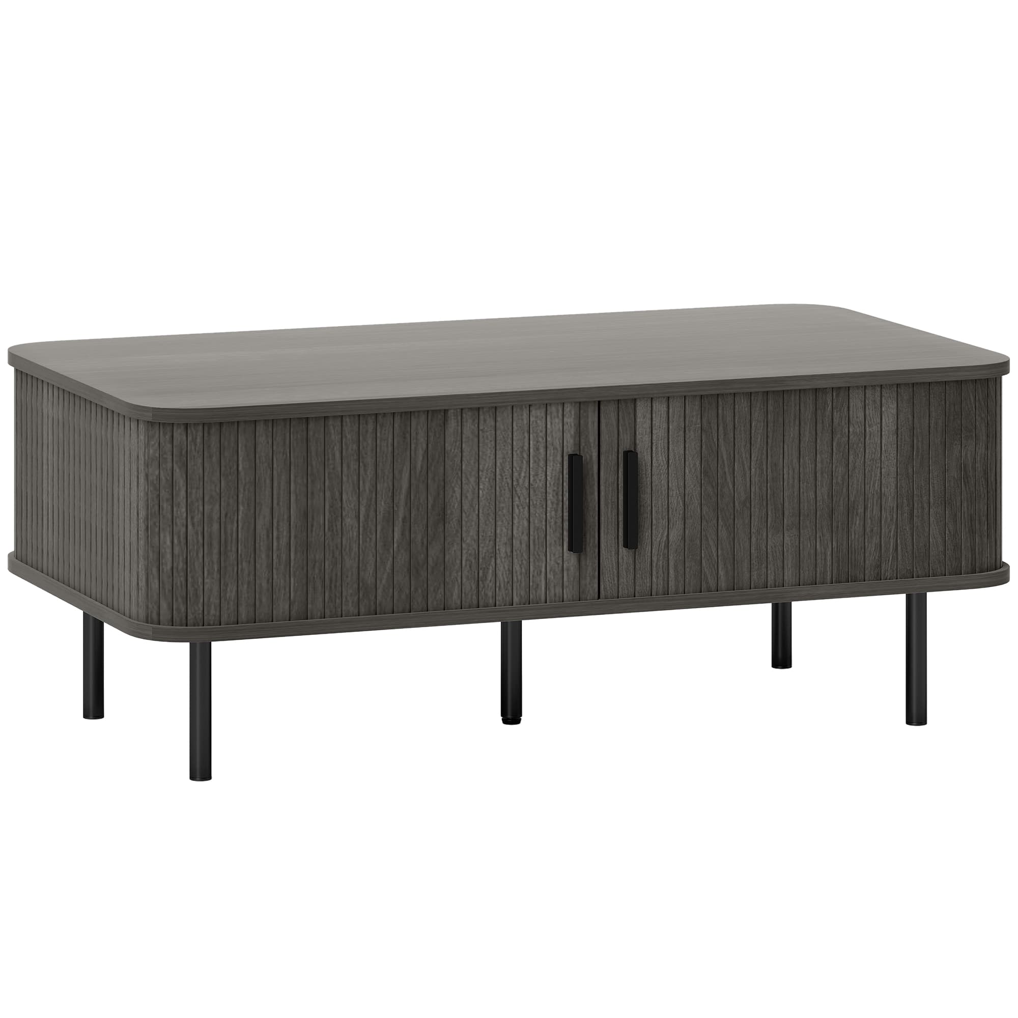 Grey Wood-Effect Coffee Table with Clever Sliding Storage - Grey