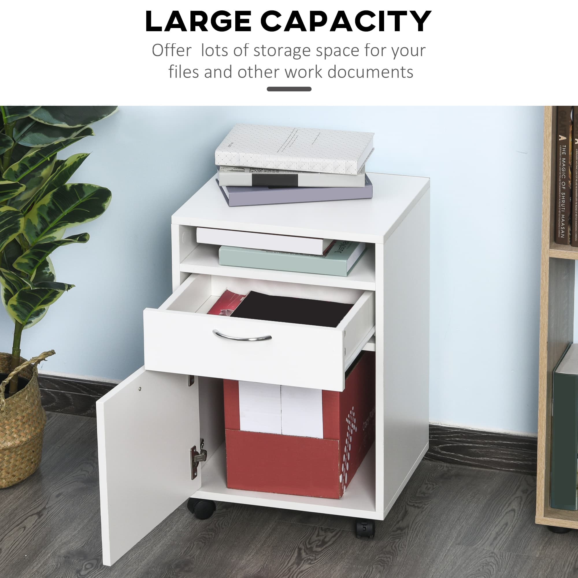 White Mobile Filing Cabinet For Home Office Storage - image 5