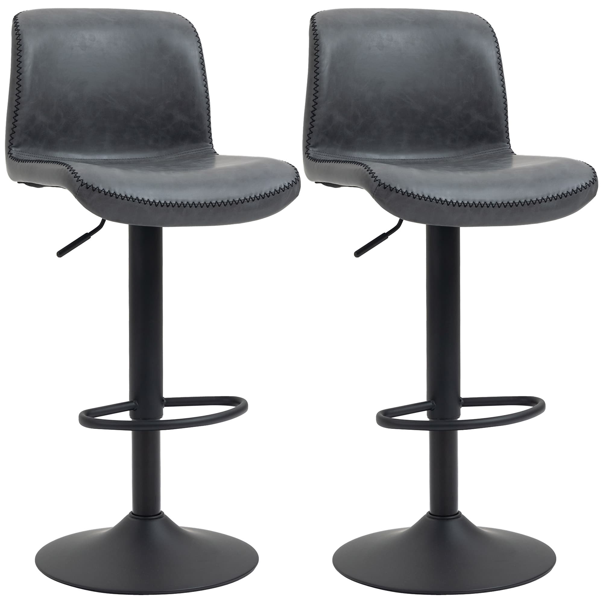 Transform Your Breakfast Bar with Dark Grey Leather Stools - Dark Grey